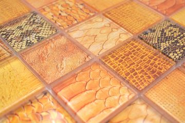 Mosani Mosaikfliesen Glasmosaik Crystal Mosaikfliesen orange glänzend / 10 Mosaikmatten