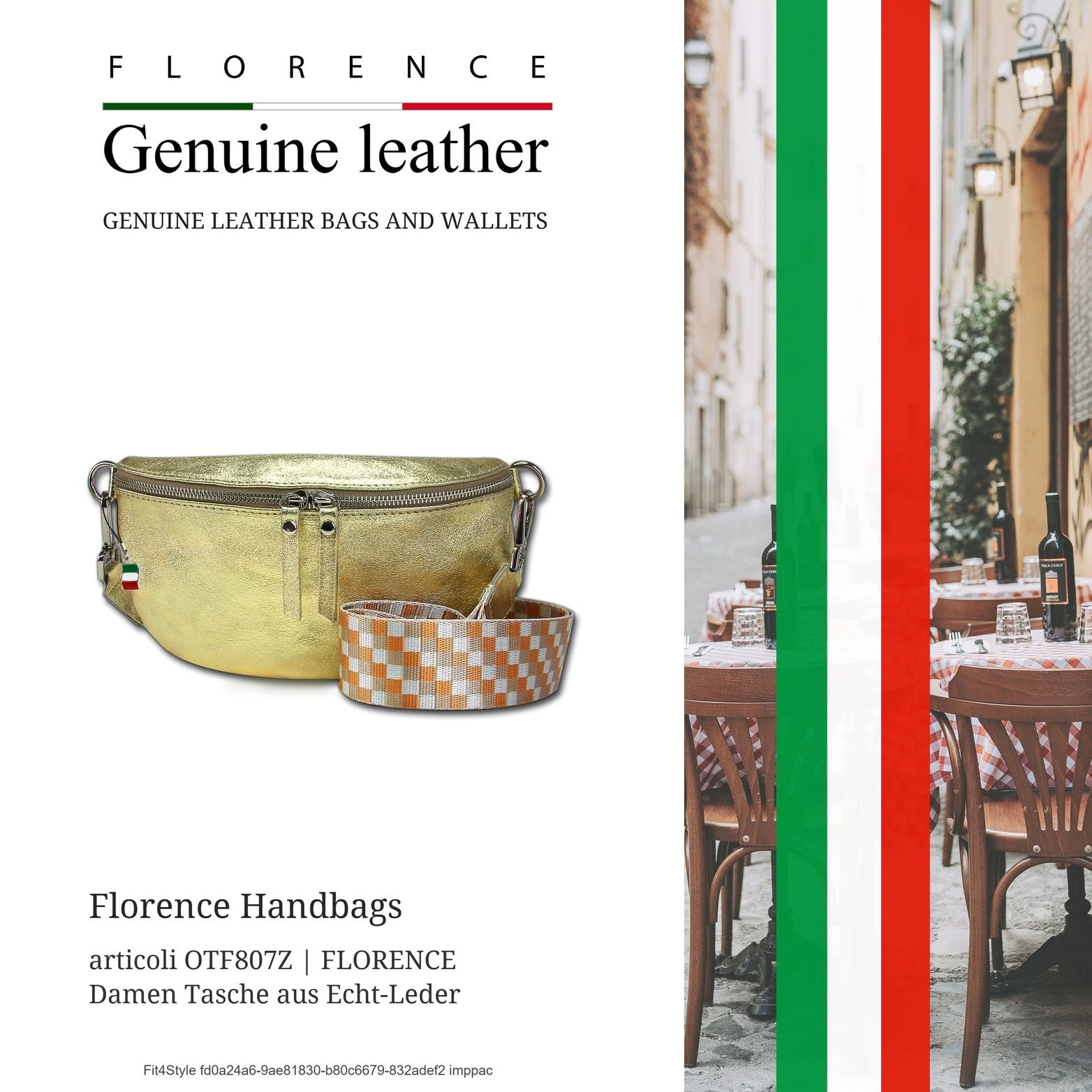 FLORENCE Gürteltasche Florence Echtleder Gürteltasche Damen (Gürteltasche, Gürteltasche), Damen Tasche Echtleder gold, mehrfarbig, Made-In Italy