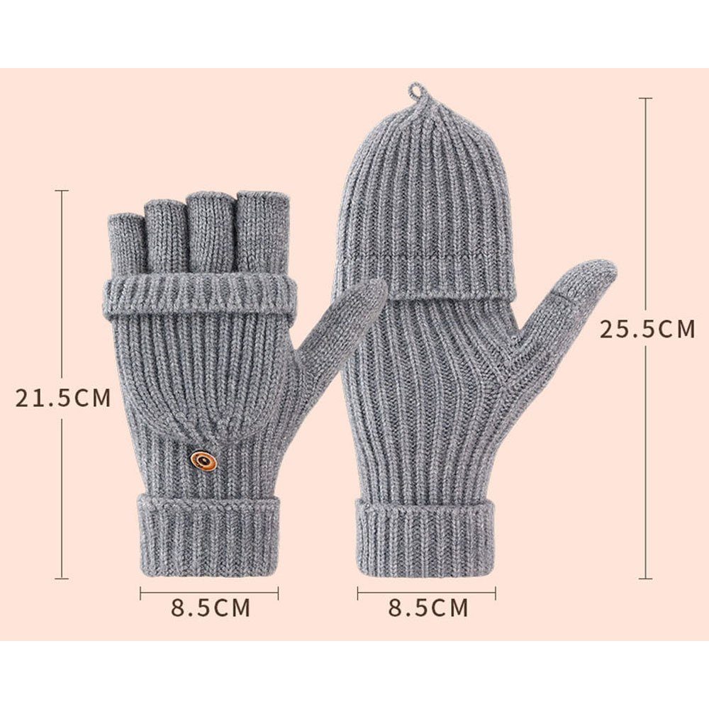 Halbfinger Thermo Convertible Warme Winter CTGtree Fingerlose Handschuhe Strickhandschuhe