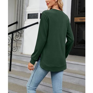 AFAZ New Trading UG 2-in-1-Shirt Damen Ausschnitt Lässige Elegant Fahion Oberteile Hemd Bluse Einfarbiges, lockeres T-Shirt-Damenoberteil mit Rundhalsausschnitt