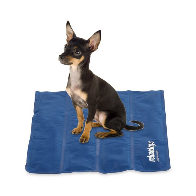 relaxdays Hundematte Dunkelblaue Kühlmatte für Hunde, S