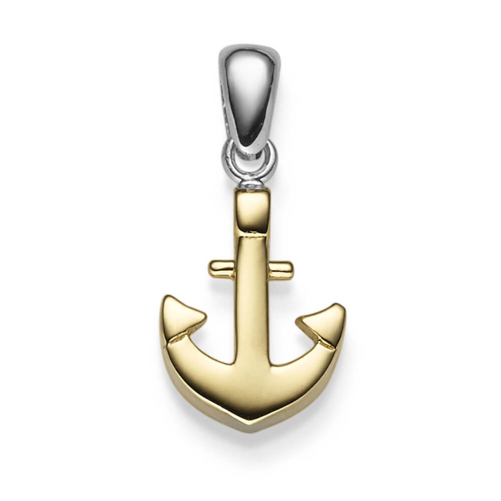 Kettenanhänger Anhänger Anker, 585 Gold gelb/weiß, 22x10,5mm