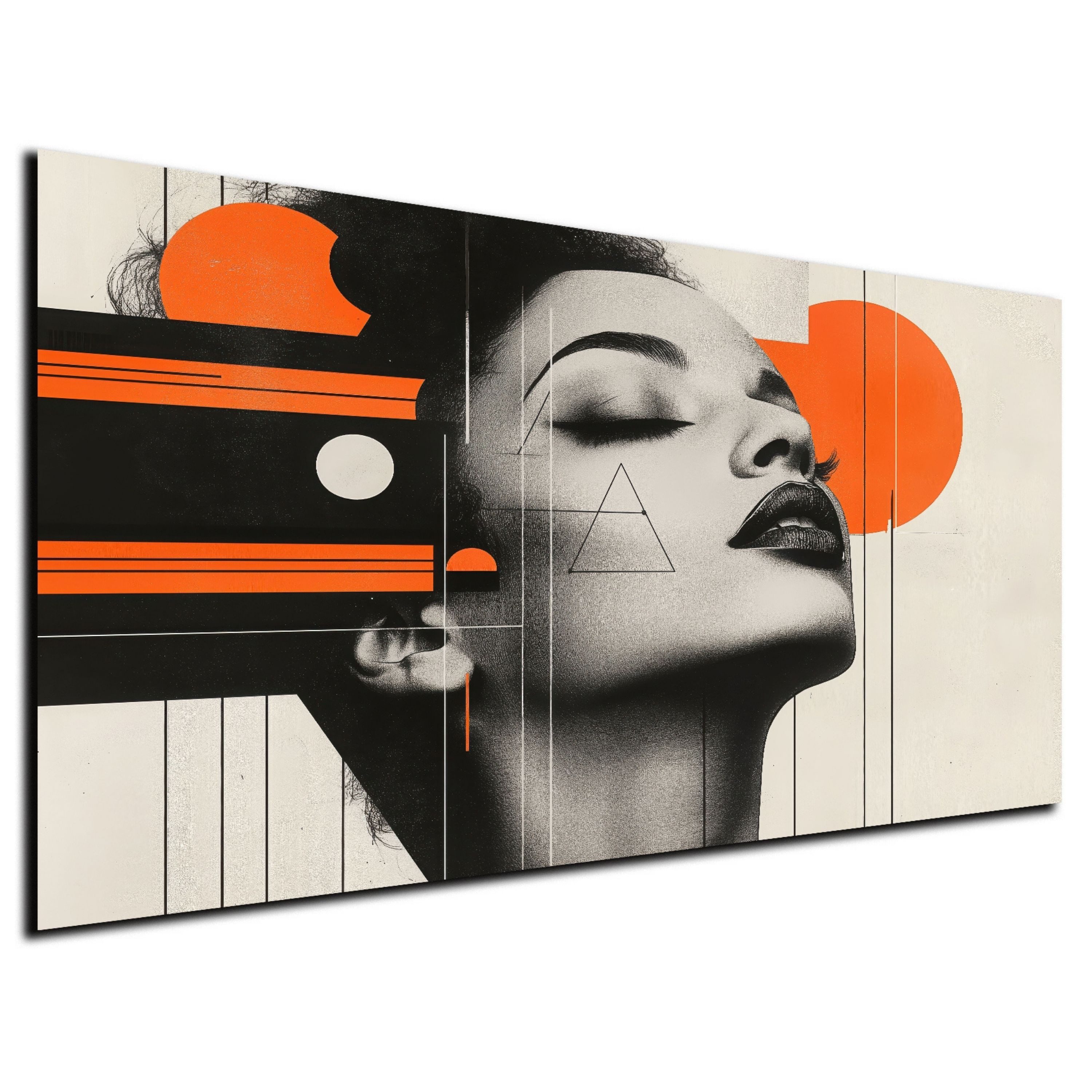 DARO Design Leinwandbild Modern Abstrakt Wandbilder XXL Wandbild Wand Deko Leinwand Bilder, (Gesicht Frau Orange - Bild Groß Wohnzimmer Schlafzimmer Küche Esszimmer Einteilig Querformat Fotodruck Leinwände Wanddeko Abstrakte Kunst Boho), 30x20cm
