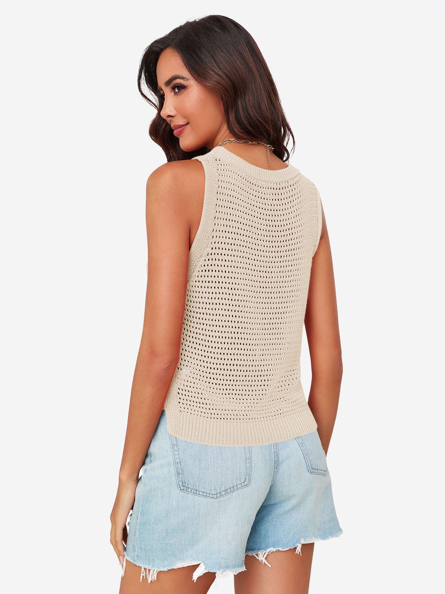 Imily Bela Tanktop Damen Gehäkeltes ärmelloses Crop-Shirt (Packung, 1-tlg., 1per-Pack) Gehäkelt