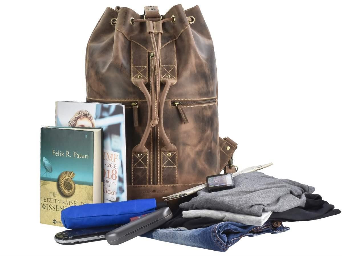 Greenburry Reisetasche Vintage, Seesack, Weekender, Reisetasche Leder Vintage antikbraun, Sporttasche