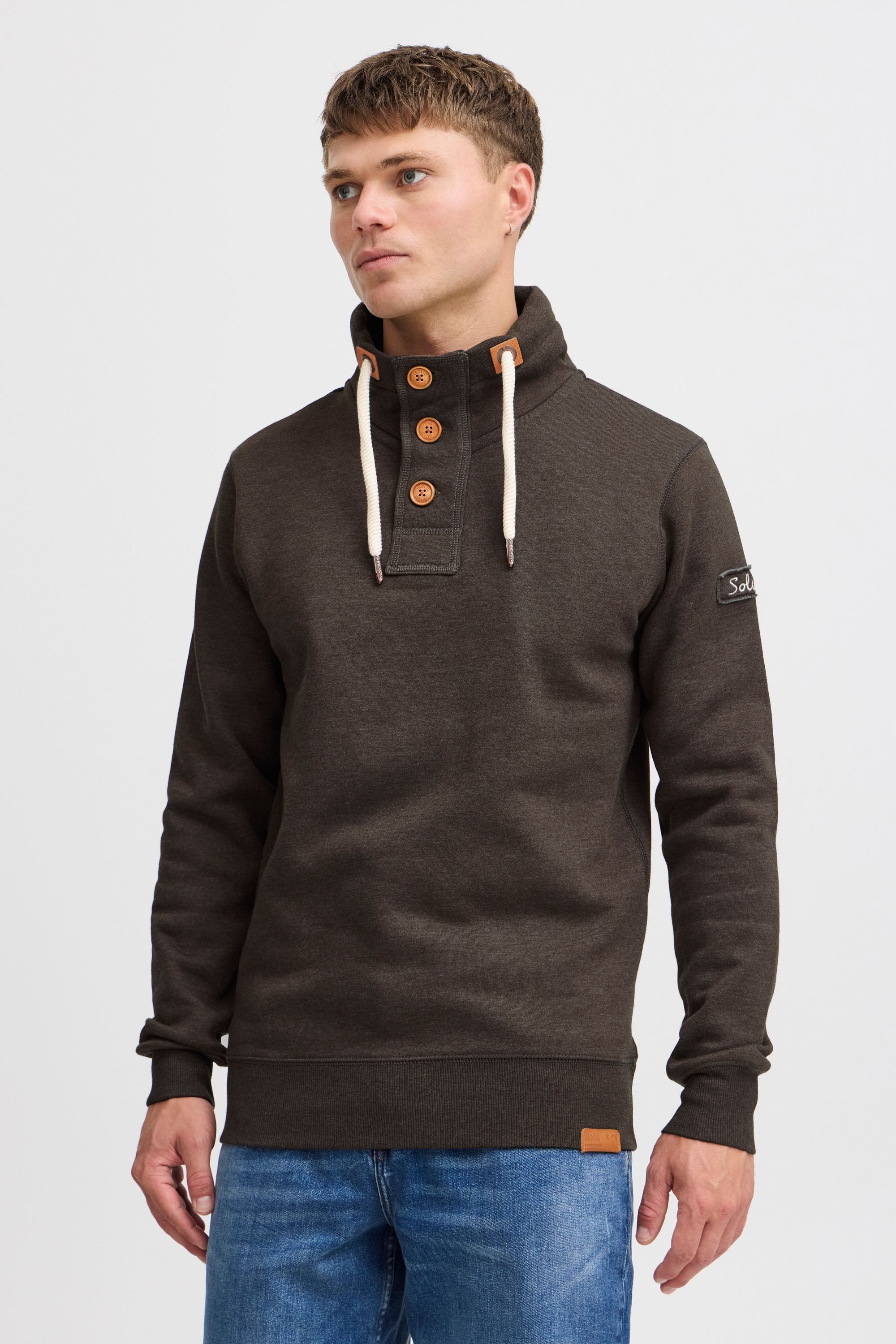!Solid Stehkragenpullover SDTripTroyer Sweatpullover mit Knopfleiste
