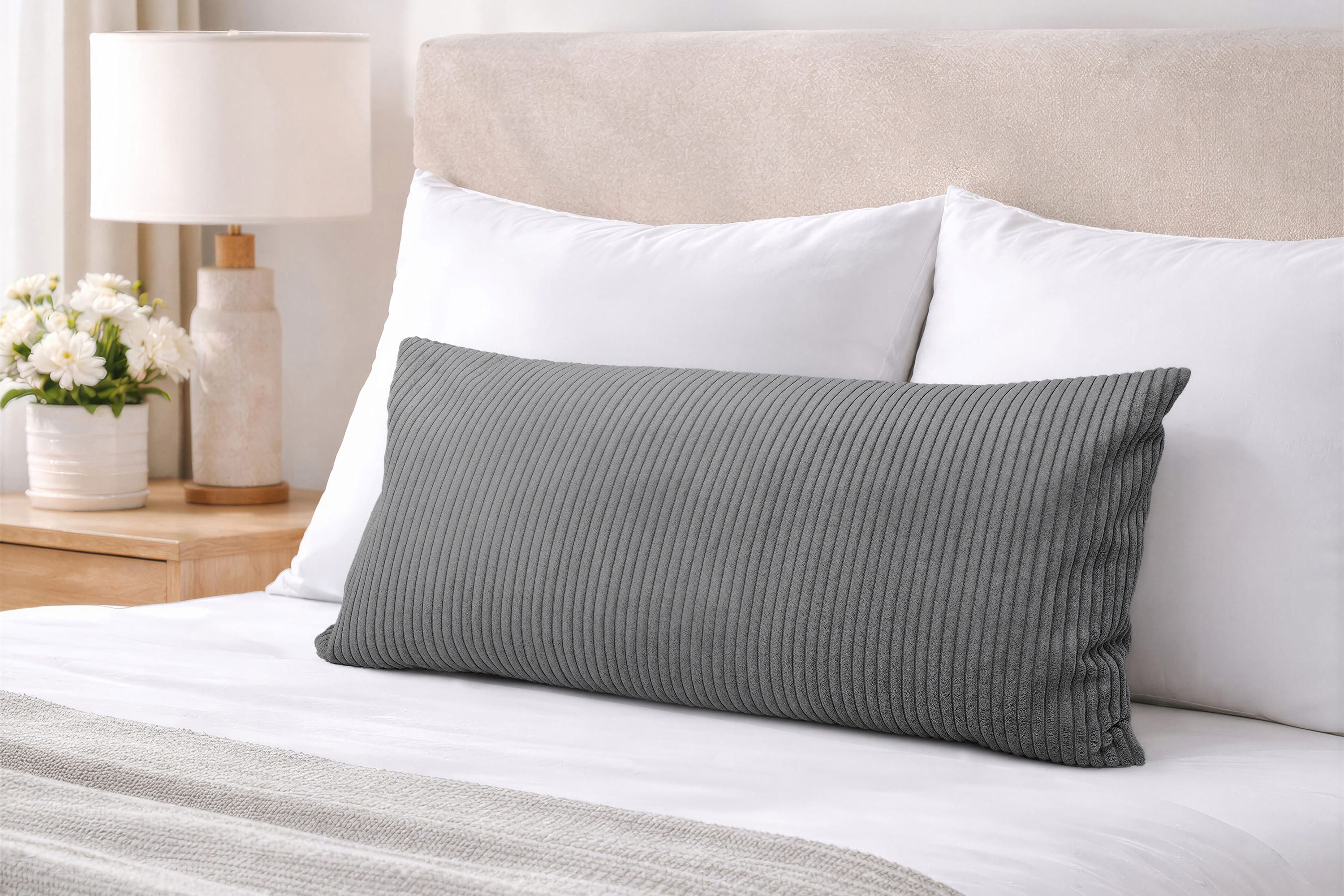 Amilian Kissenbezüge Kissenbezug 40x80 cm - Kopfkissenbezug Sofakissenbezug Kissenhülle, Cord-Optik, weich, Hotelverschluss ohne Reißverschluss