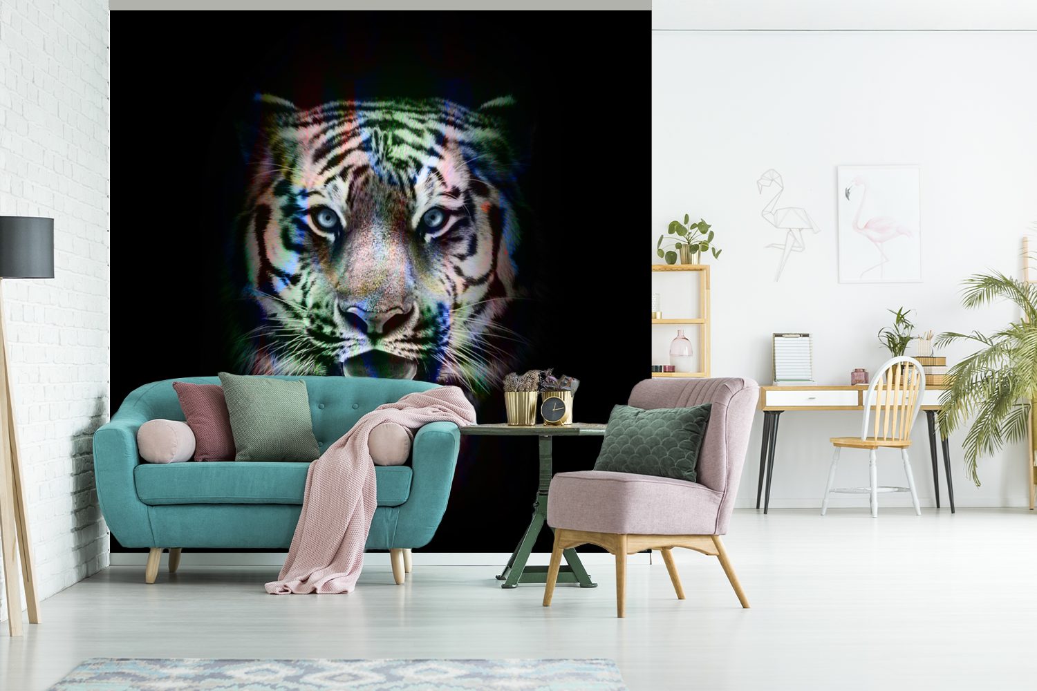 Wohnzimmer - Farben St), Tiger Tapete Vinyl Fototapete Schlafzimmer, MuchoWow Wandtapete (5 Matt, bedruckt, oder für - Tier,