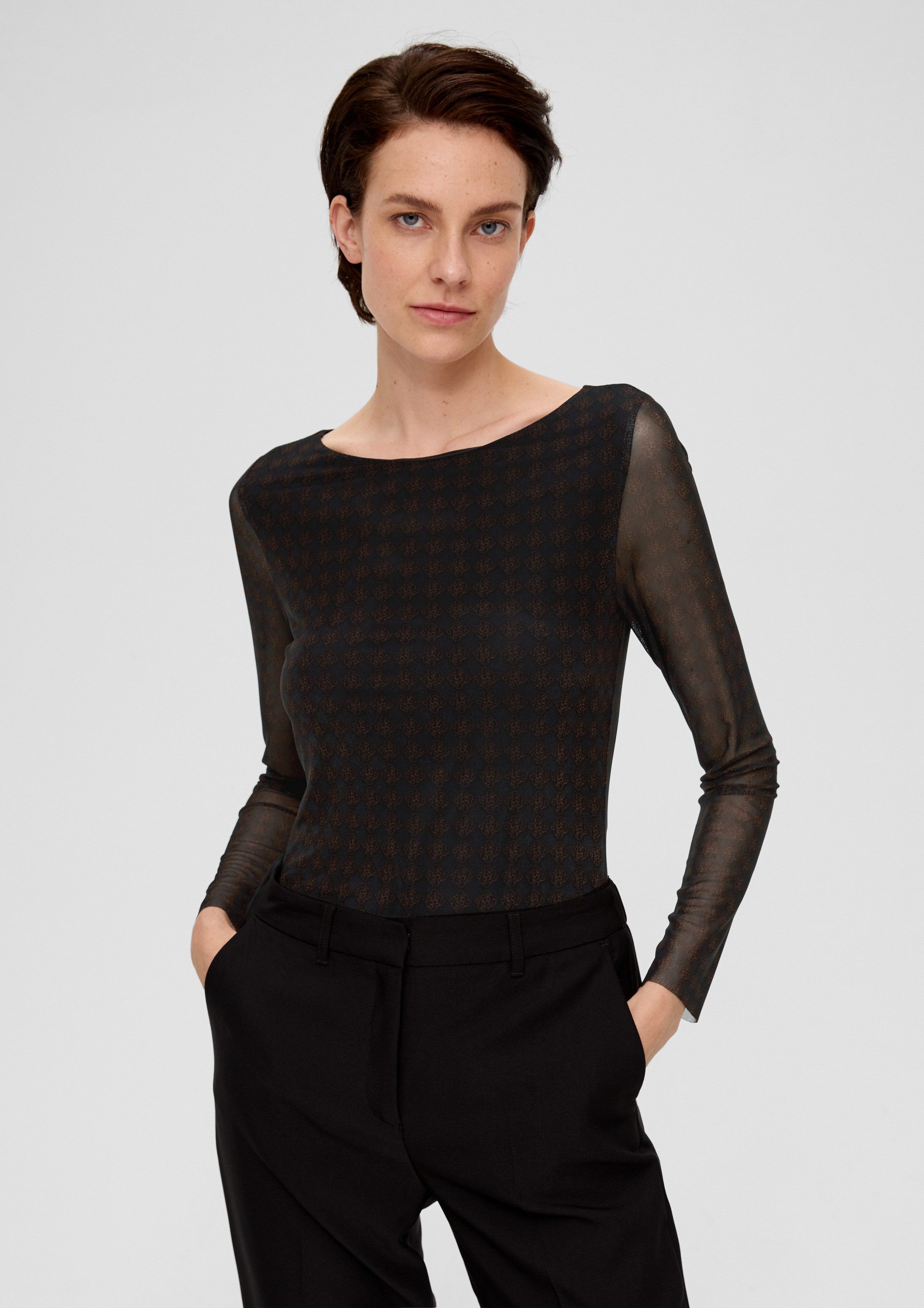 s.Oliver Langarmshirt T-Shirt Longsleeve aus Mesh