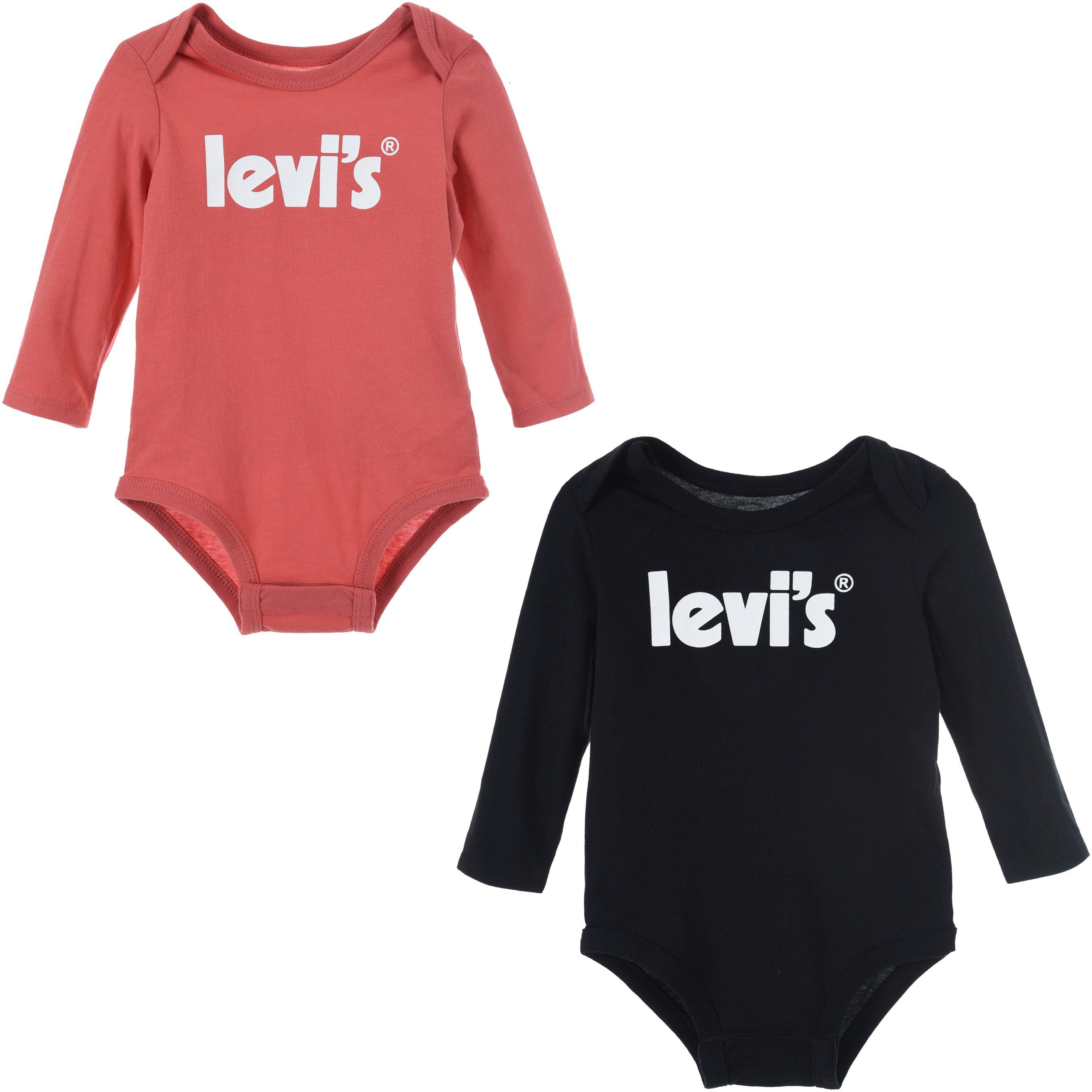 Levi's® Kids Langarmbody BATWING (Set, 2-tlg) UNISEX schwarz+koralle | Shirtbodies