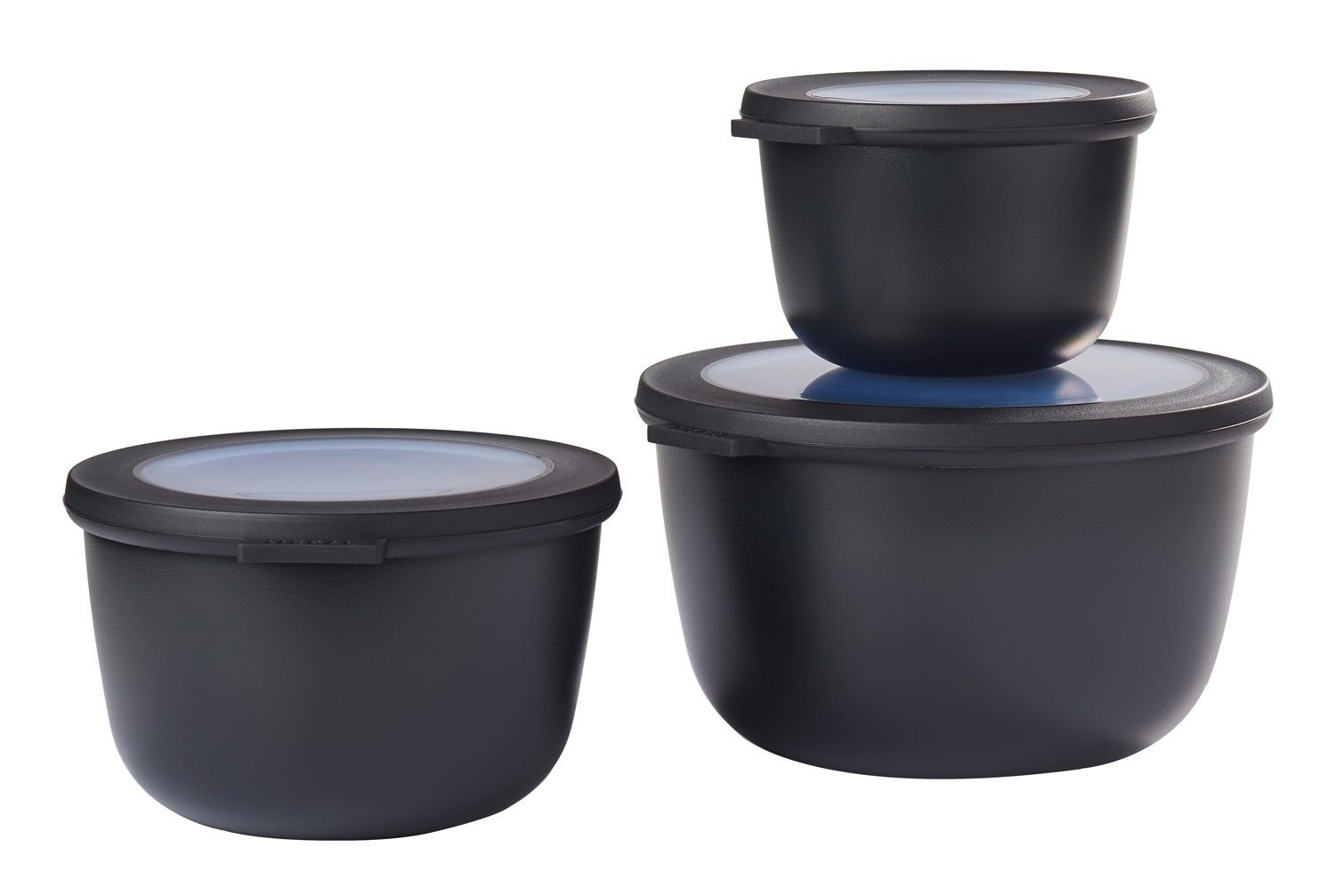 Mepal Aufbewahrungsschüssel Multischüssel-Set 3 tlg. CIRQULA, Schwarz, Polypropylen, (3-tlg), mit Kunststoffdeckel