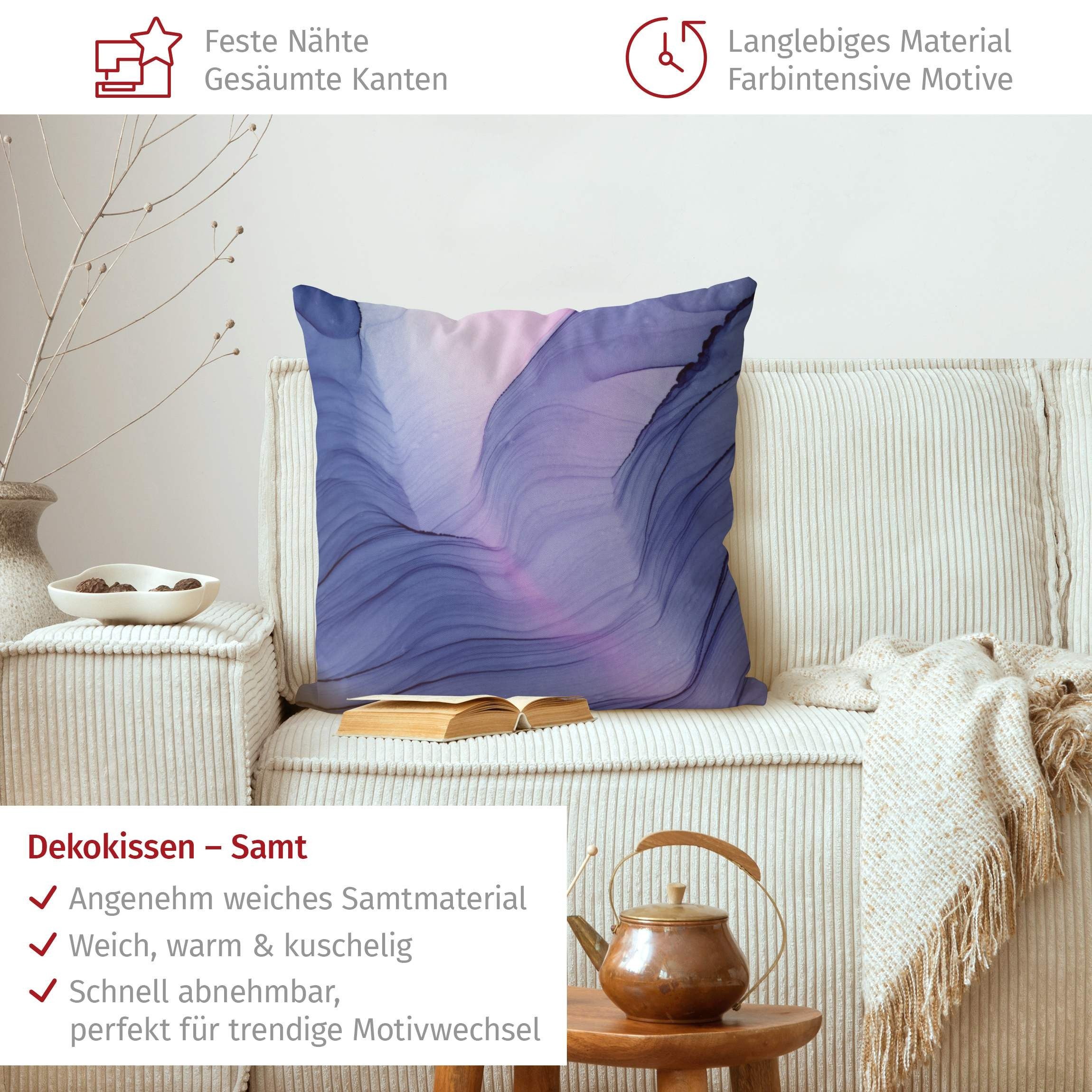 Bilderdepot24 Dekokissen drinnen Kissenhülle/ Sofakissen/ Zierkissen Kissenhülle violett mit Mo, Bezug mit / ohne Füllung Zierkissen Outdoor Sofa Bett