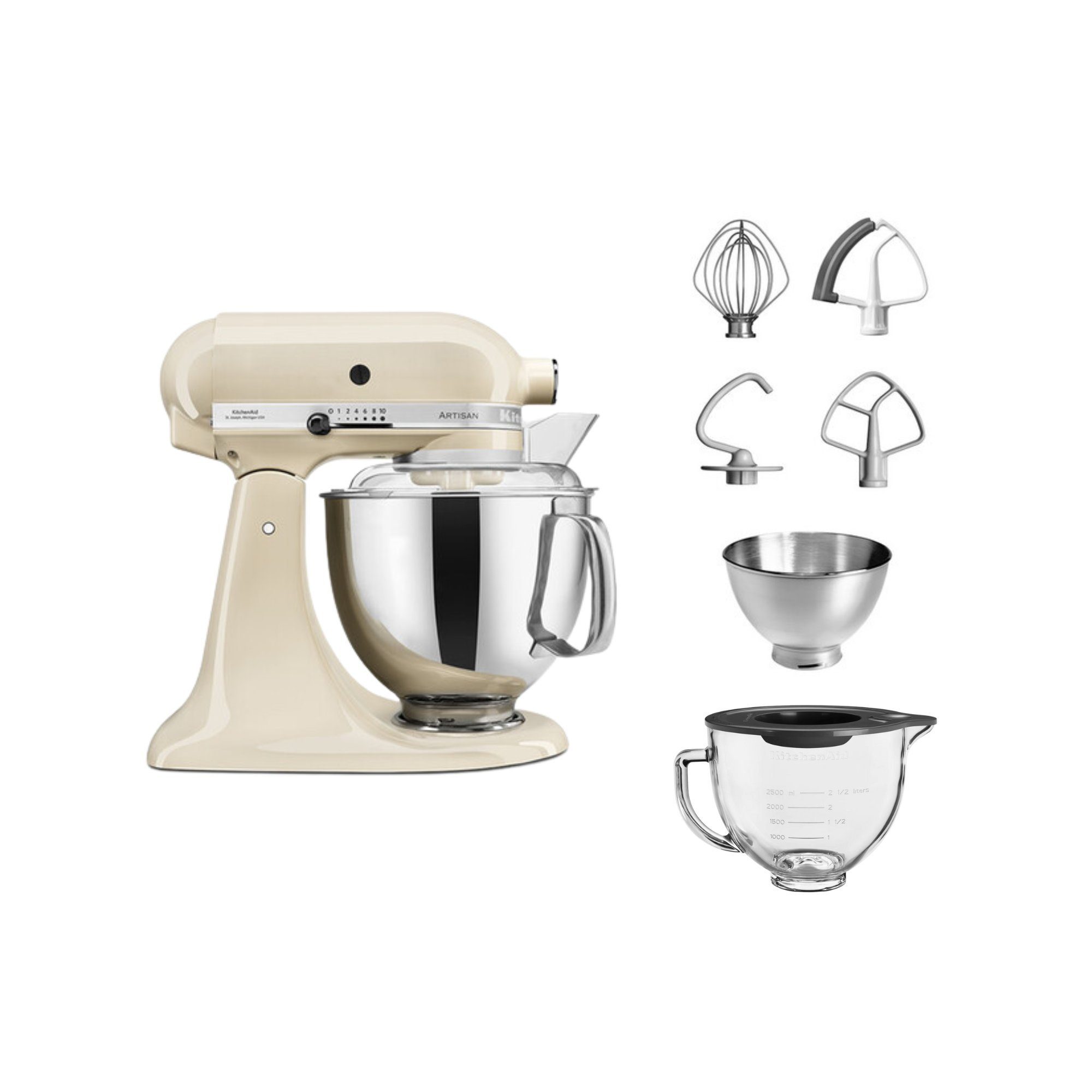 KitchenAid Küchenmaschine KitchenAid 4,8 L 5KSM175 Artisan Glasset mit Glasschüssel