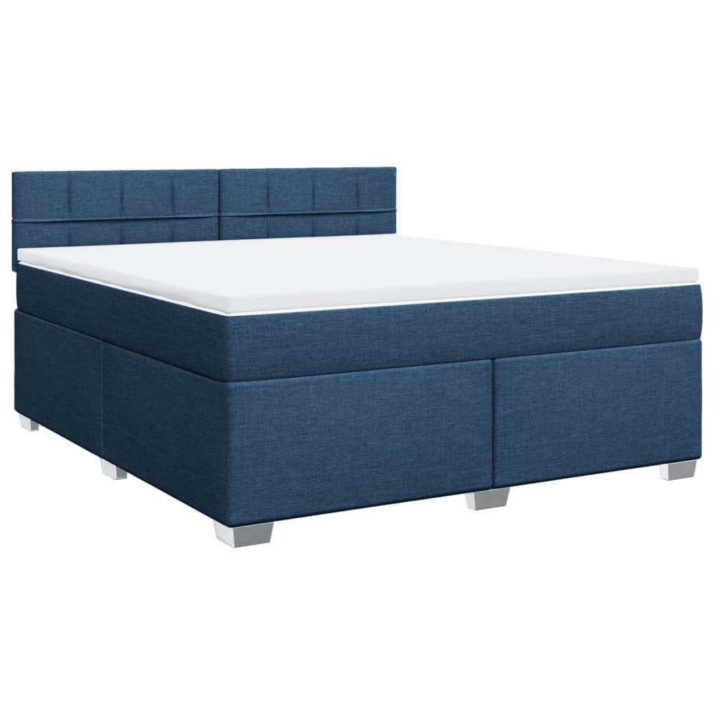 Bett Boxspringbett mit Matratze Blau 180x200 cm Stoff
