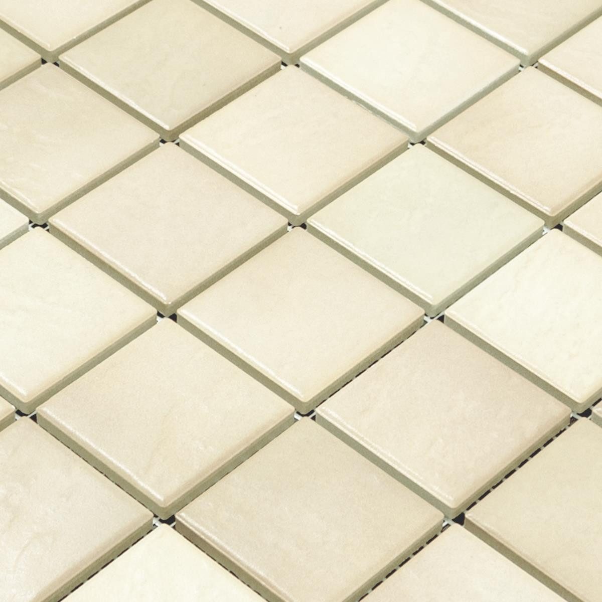 Mosafil Mosaikfliesen Keramikmosaik Fliesen Palazzia, Keramik 29.700x29.700, beige, Verlegefertig auf ein Netz geklebt - Frostsicher - Wasserdicht -
