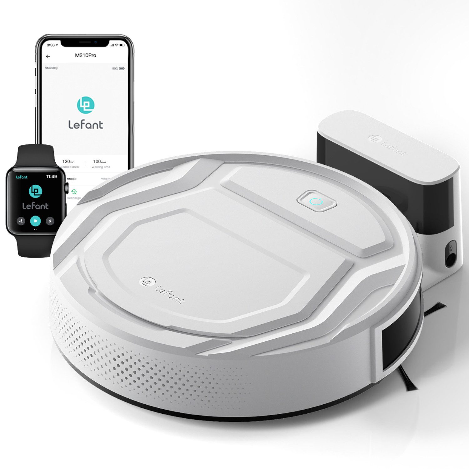 Lefant Saugroboter M210P Saugroboter ohne Wischen, 2200Pa, 55dB, Saugroboter Tierhaar, 40 W, Superschlank Staubsauger Roboter mit Starke Saugleistung, WLAN Roboterstaubsauger Kompatibel mit Alexa und APP-Steuerung, Selbstaufladung und Leise für Tierhaare, Teppich,120 Min.Laufzeit