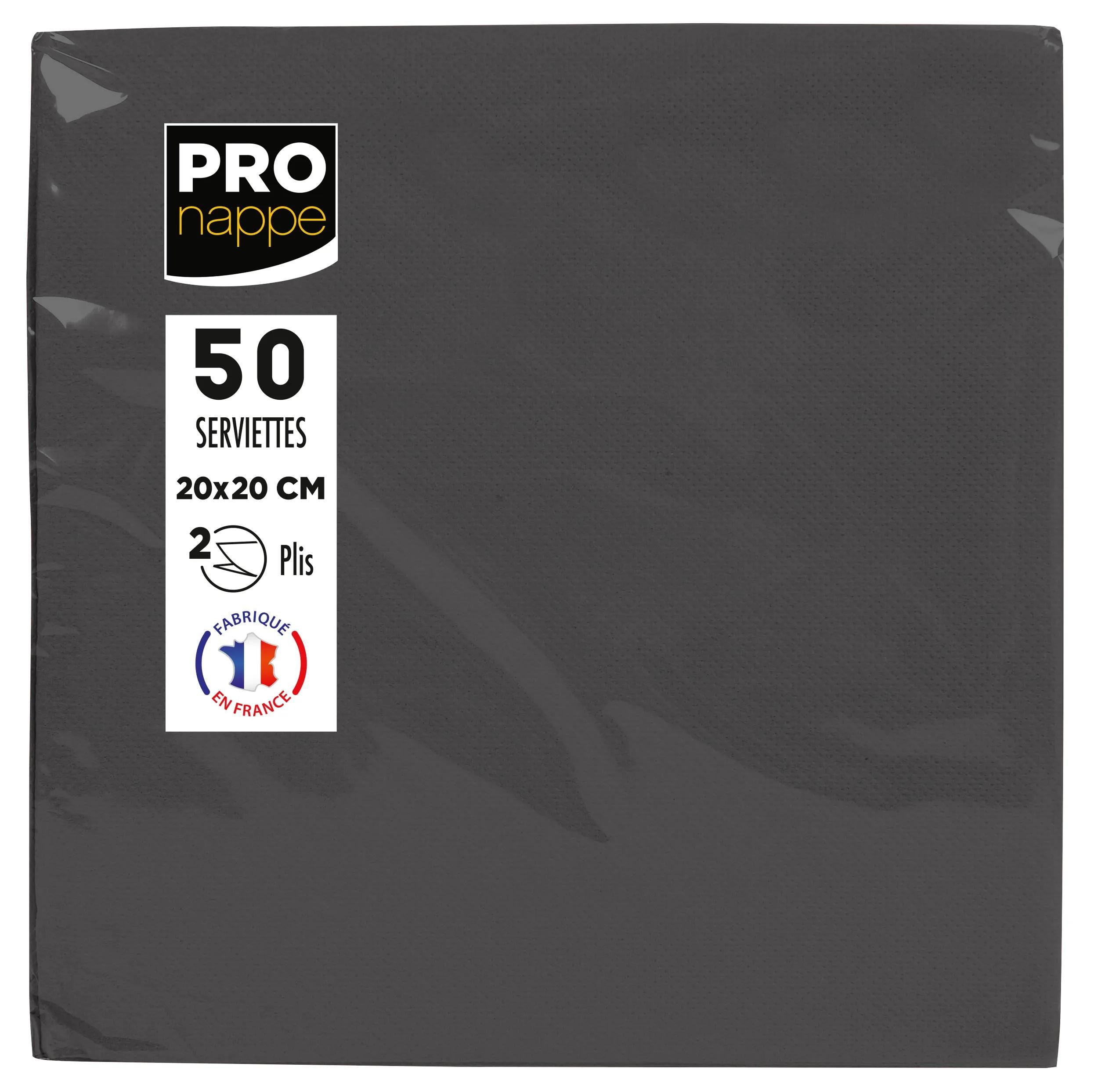 PROnappe Tischband 16x Pack 50 Cocktail-Servietten 2-lagig 20x20cm Schwarz SV622021I, Serviettes ouate micro gaufré