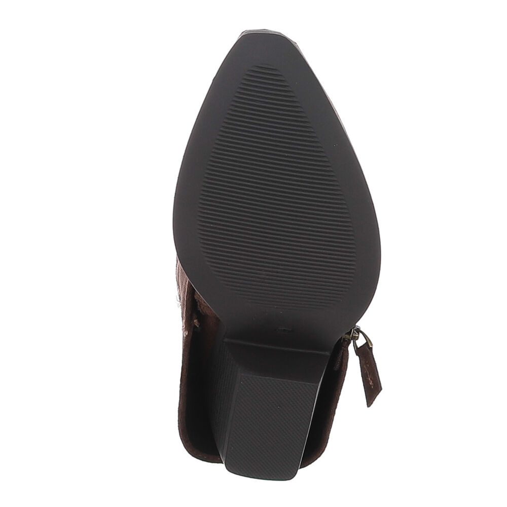 Ital-Design Hochwertige Damen-Stiefel mit Blockabsatz und Details Westernstiefel (90471240) Blockabsatz Stiefel in Braun