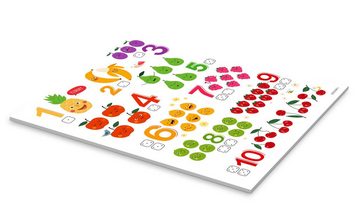 Posterlounge Acrylglasbild Heyduda, Zahlen lernen mit frechen Früchten, Kinderzimmer Illustration