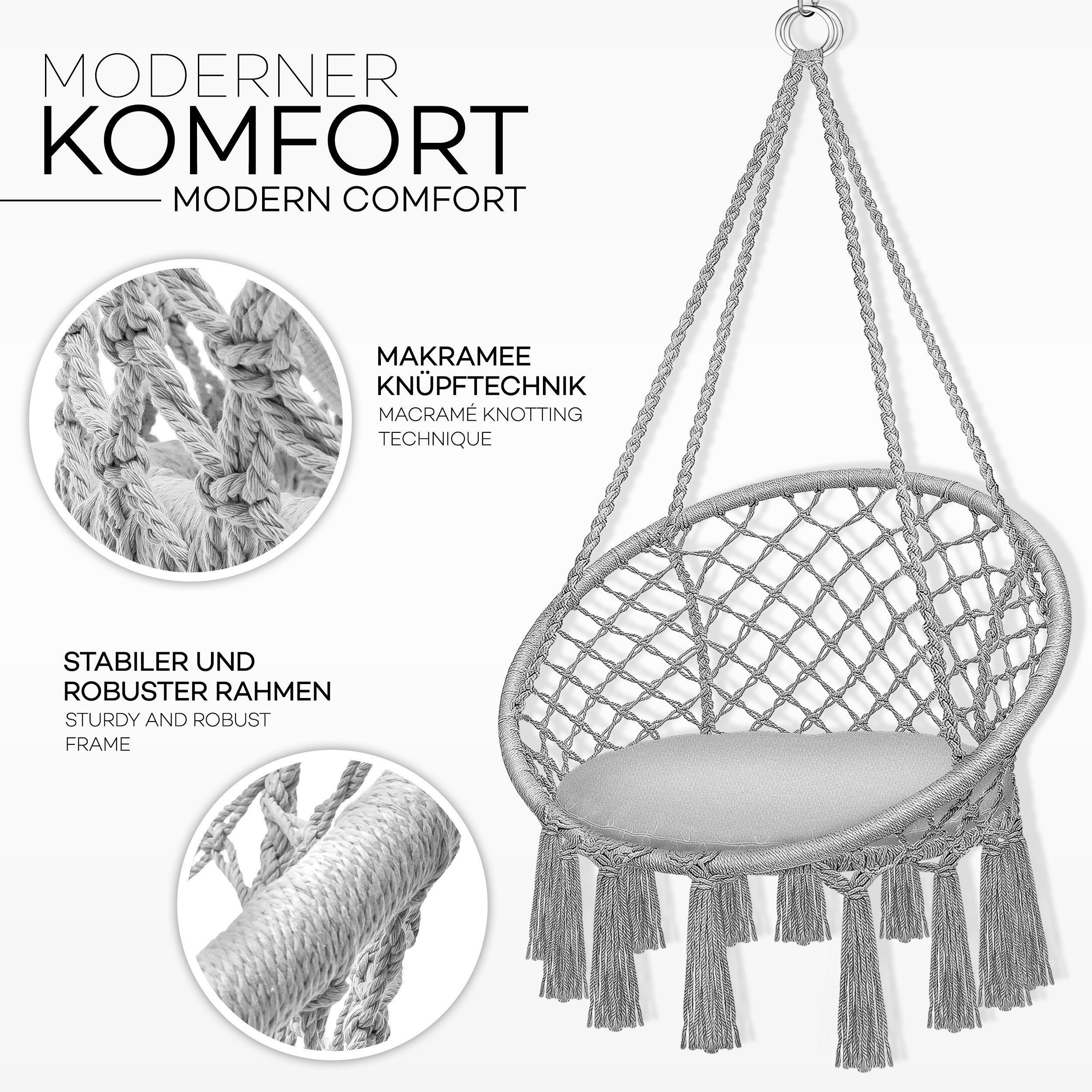 tillvex Hängesessel tillvex® Hängesessel Hängestuhl Hängeschaukel Hängekorb günstig online kaufen