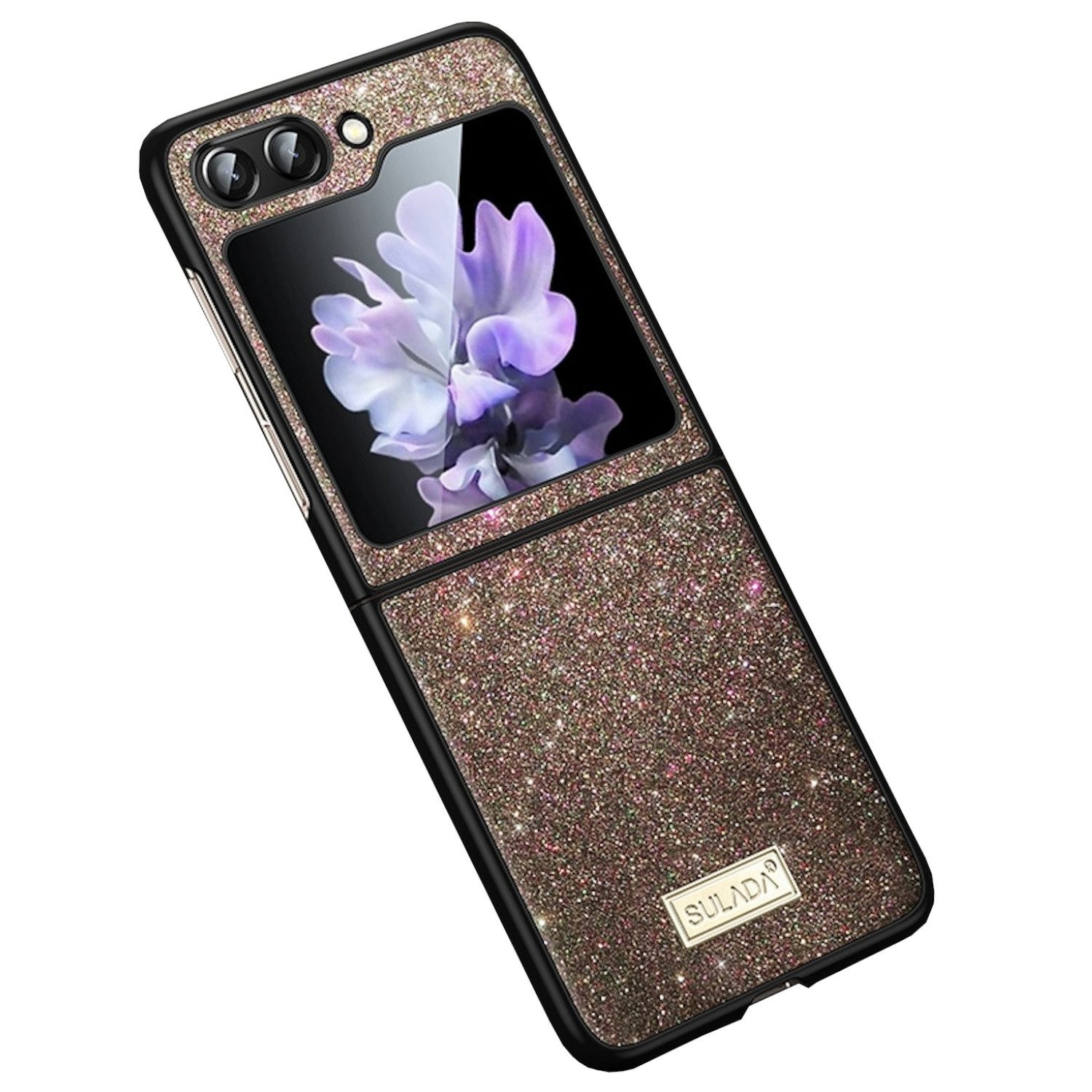 Wigento Handyhülle Für Samsung Galaxy Z Flip7 FE / Flip6 5G Design TPU Hülle, TPU + Leder Schutzhülle mit präzisen Ausschnitten