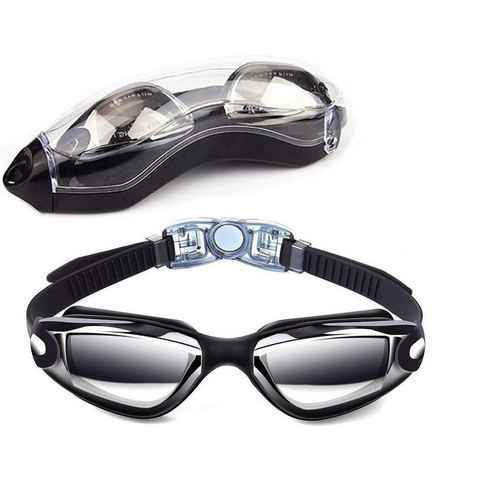 Fanci Home Schwimmbrille Antibeschlag Silikon Nasenbrücke Tauchbrille, (UV-Schutz Brillengläser Wasserdicht weicher Nasenaufsatz), Schwimmbrille mit Brillenetui Schutzhülle