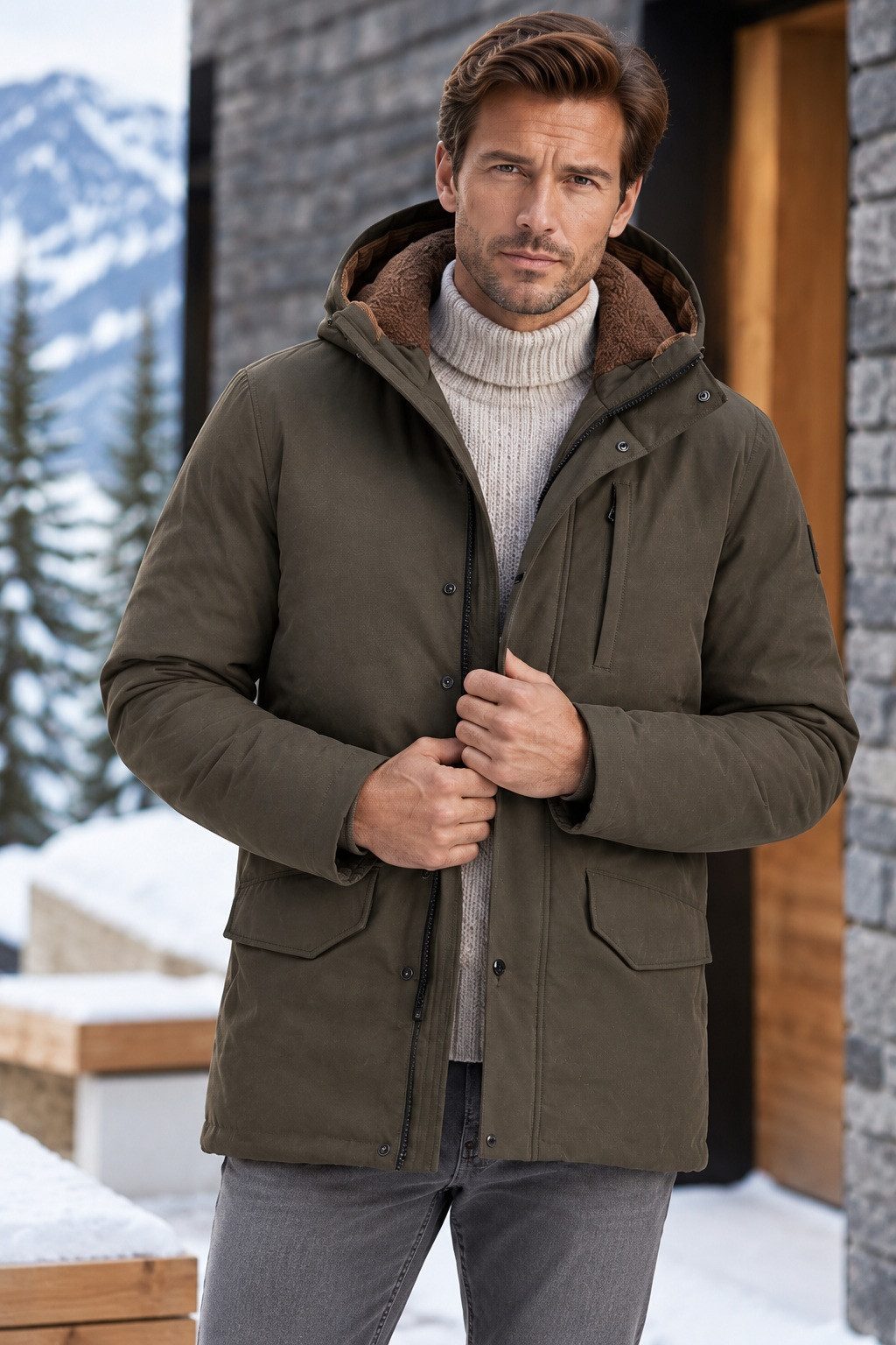 MILESTONE Parka MSLario Wasserabweisend, Sorona Isolierung, gefütterte Kapuze, gewachste Optik