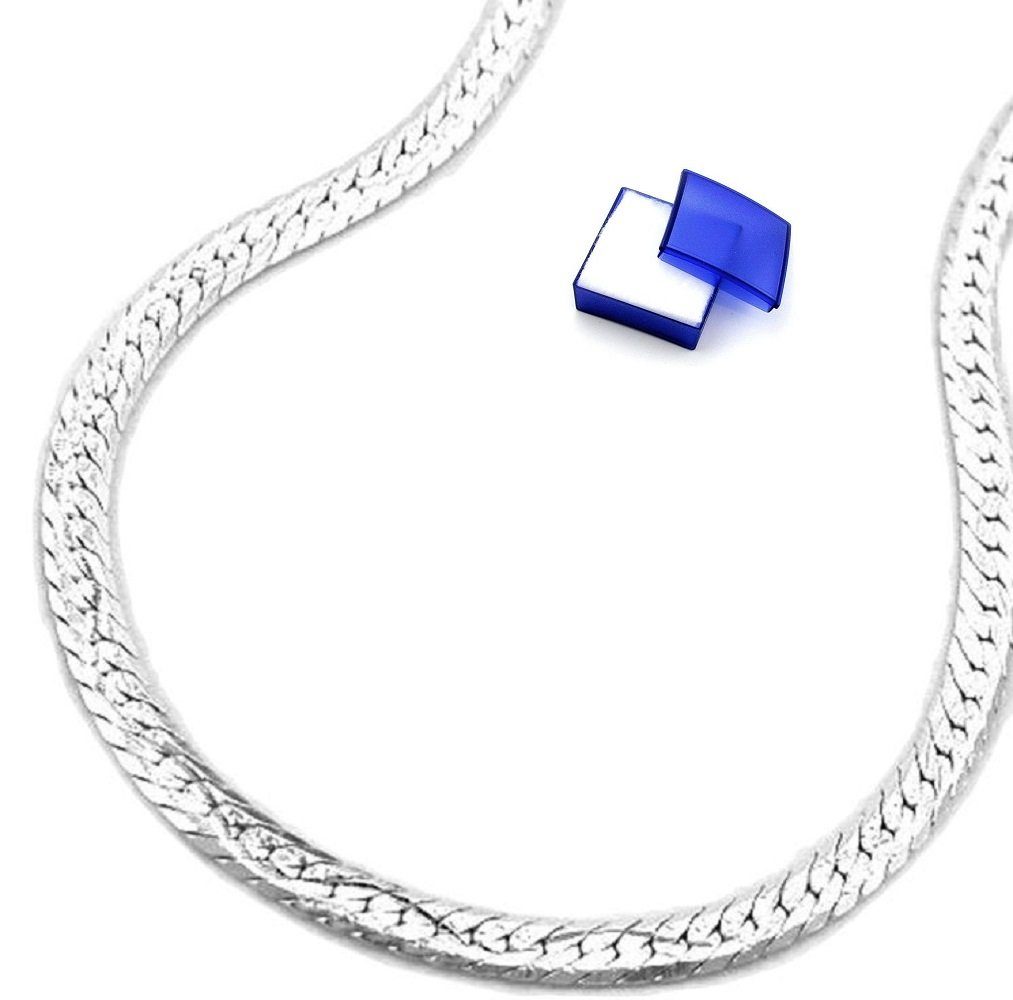unbespielt Silberkette Halskette 2,2 mm Schlangenkette flach diamantiert  925 Silber 45 cm, Silberschmuck für Damen