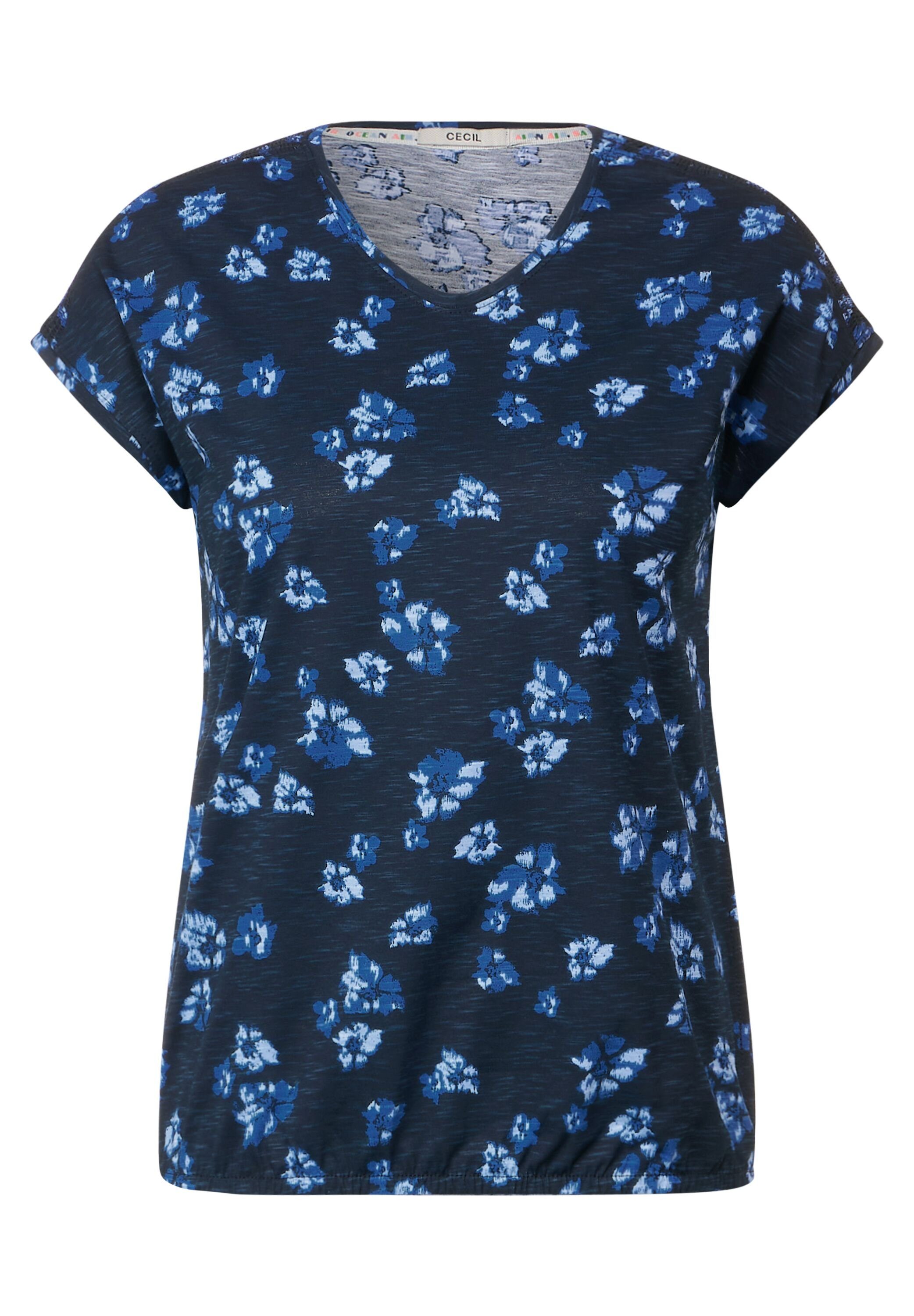 aus blue Print-Shirt deep Baumwolle reiner Cecil