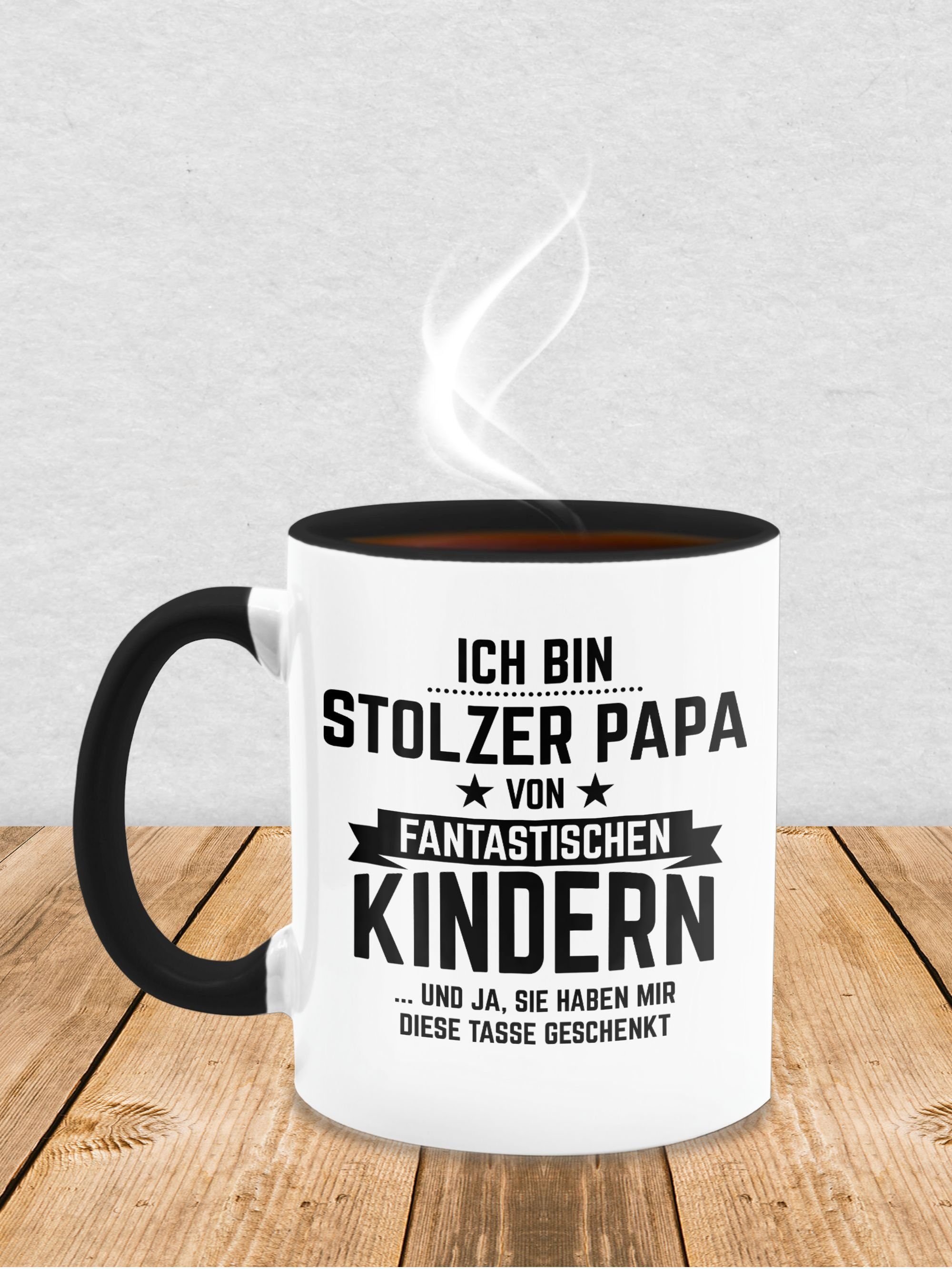 Vatertag Schwarz Kindern, Ich Papa Kaffeetasse fantastischen Geschenk 1 von Keramik, stolzer Tasse bin Shirtracer