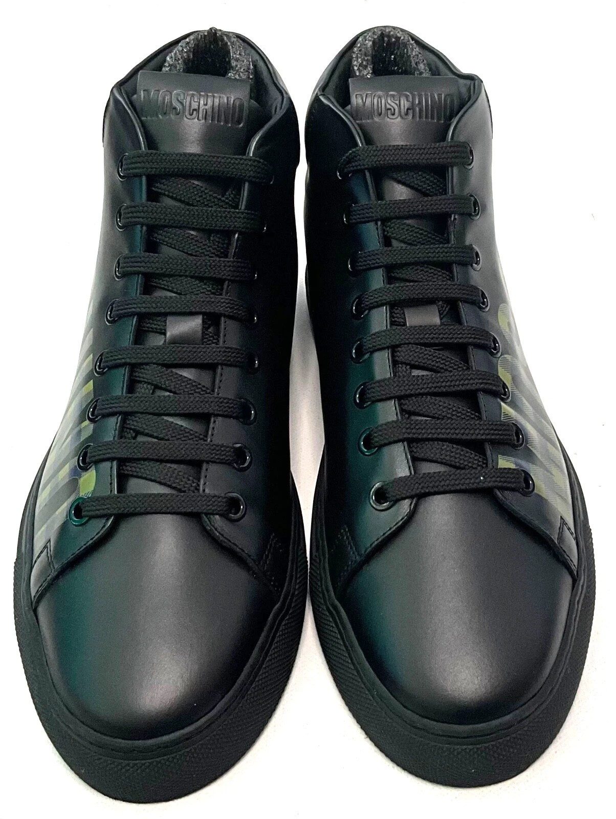 MOSCHINO SNEAKERU. SERENA25 VITELLO NERO VERDENE HIGH TOP. SNEAKERS Sneaker