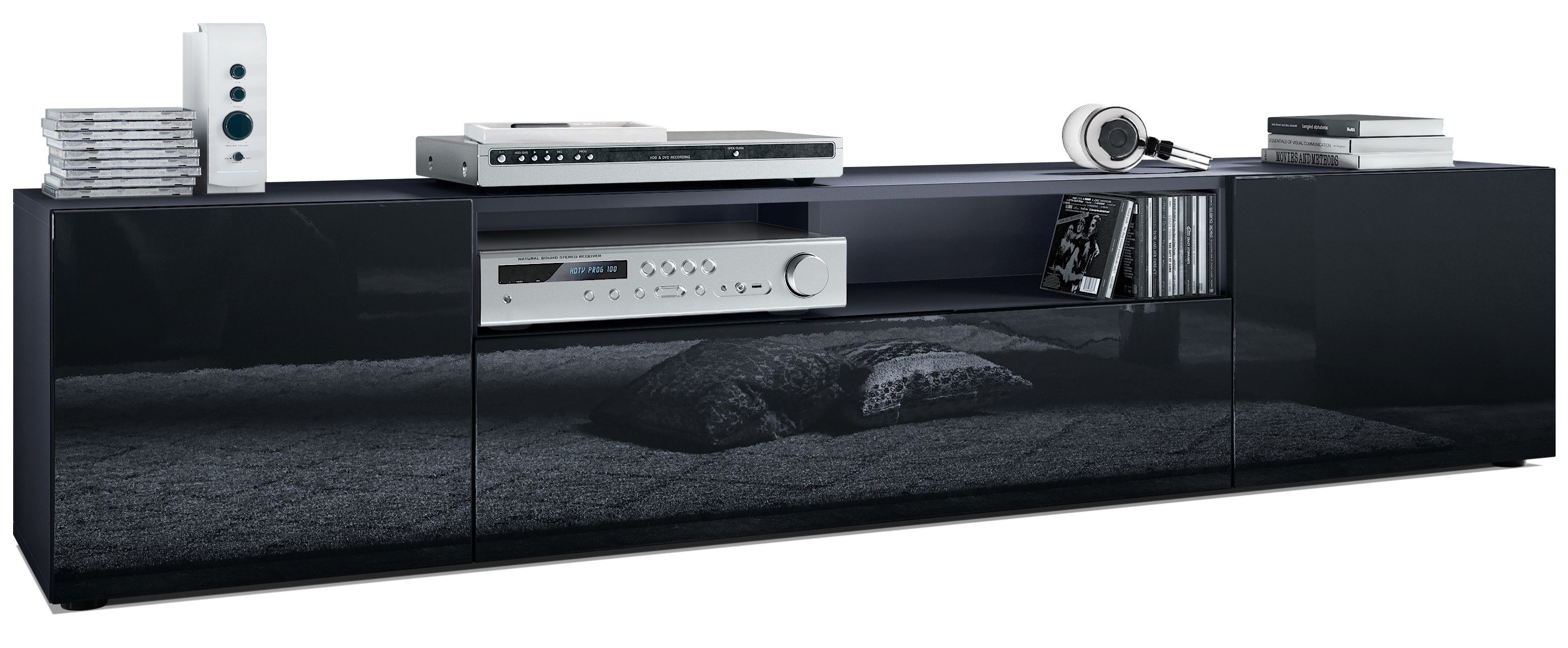 Vladon Lowboard Mogan (TV-Kommode, mit 2 Türen, 1 Klappe und 1 offenes Fach günstig online kaufen