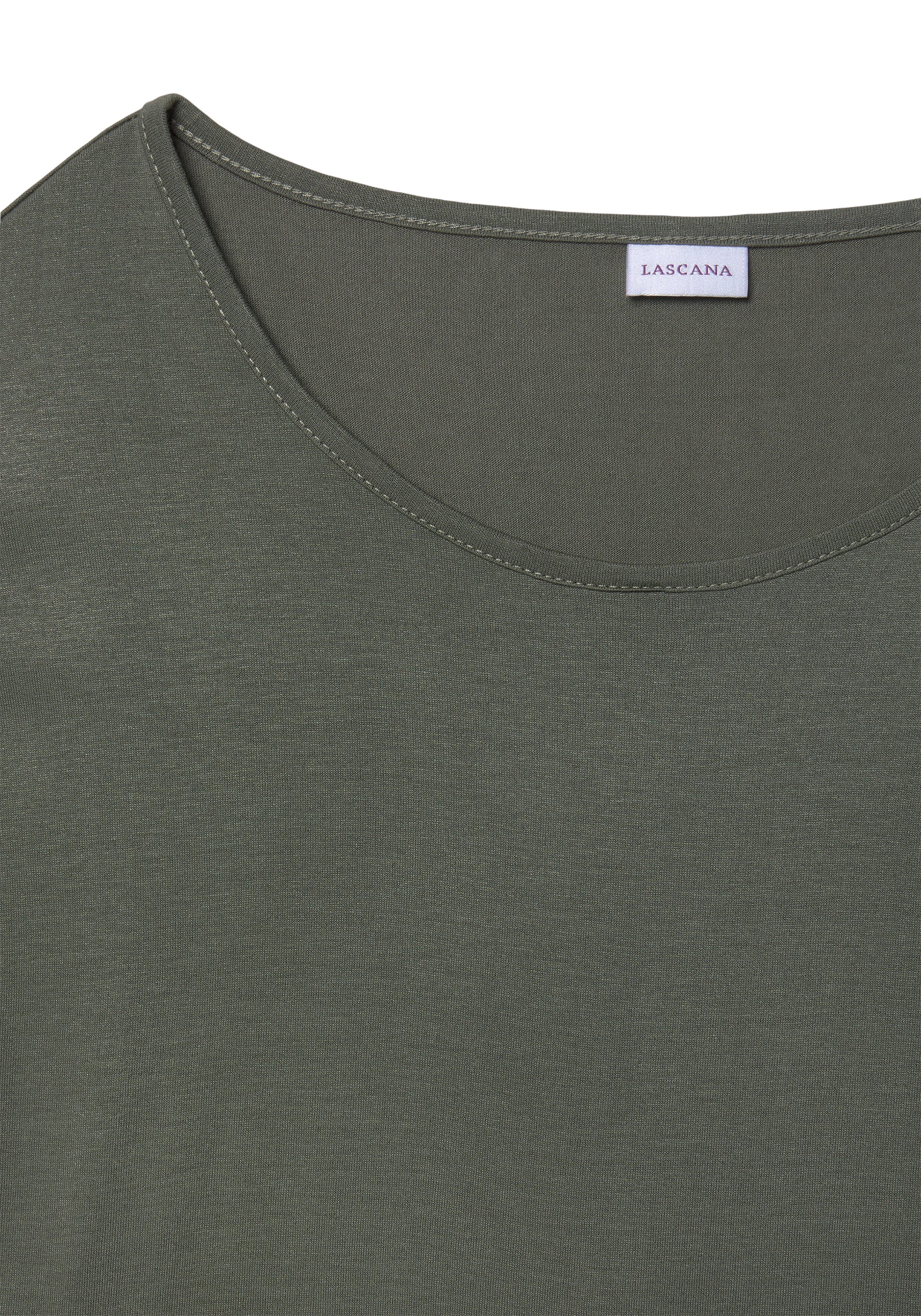 LASCANA Kurzarmshirt mit Rundhalsausschnitt, Jerseyware, Ärmelaufschlag, Basic – Bild 5 von 5