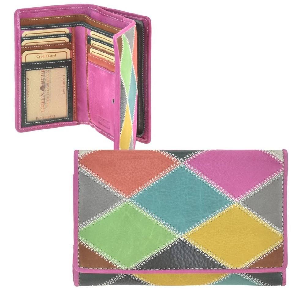 Greenburry Geldbörse "Candy Shop" Portemonnaie Leder bunt 14x9cm, mit 11 Kartenfächern und Reißverschluss-Münzfach