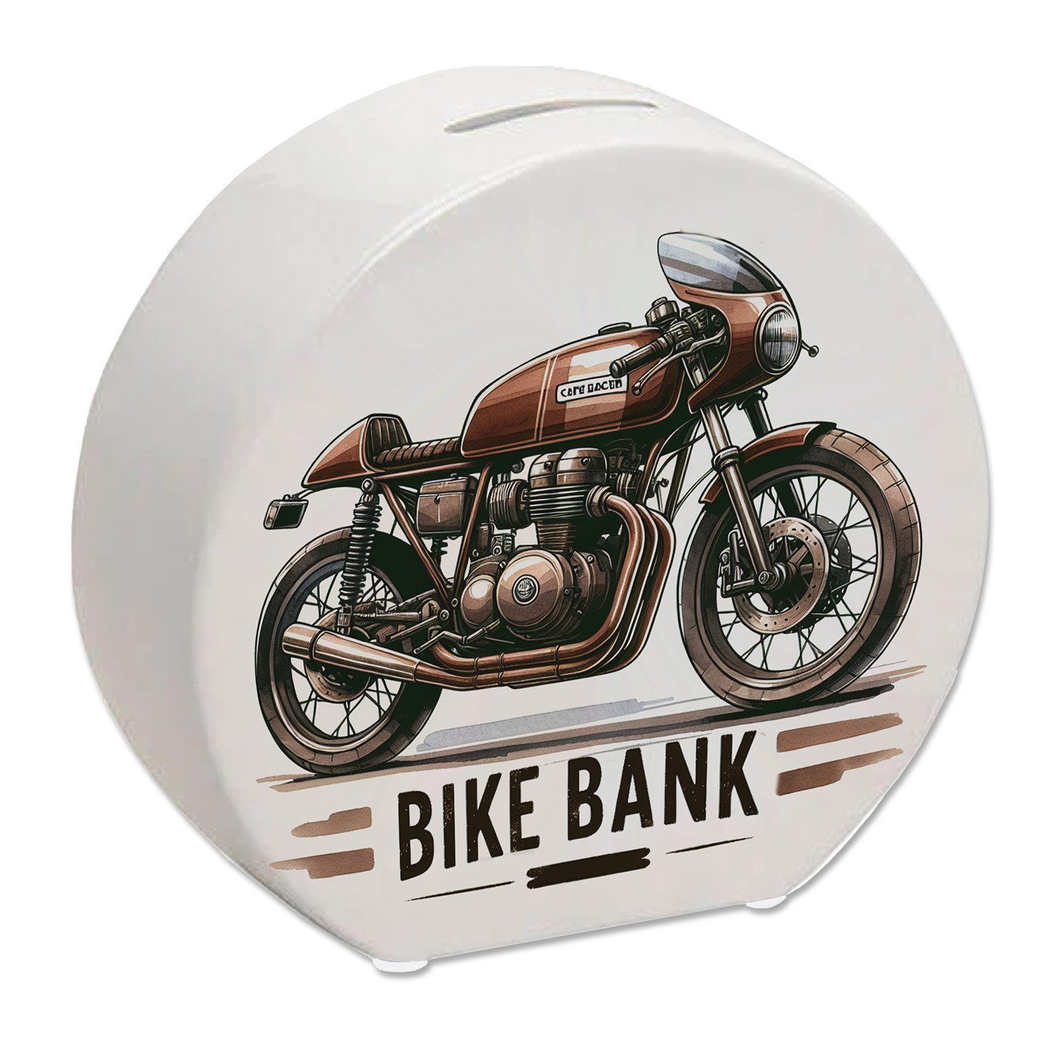 speecheese Spardose Cafe Racer Motorrad Spardose mit Spruch Bike Bank