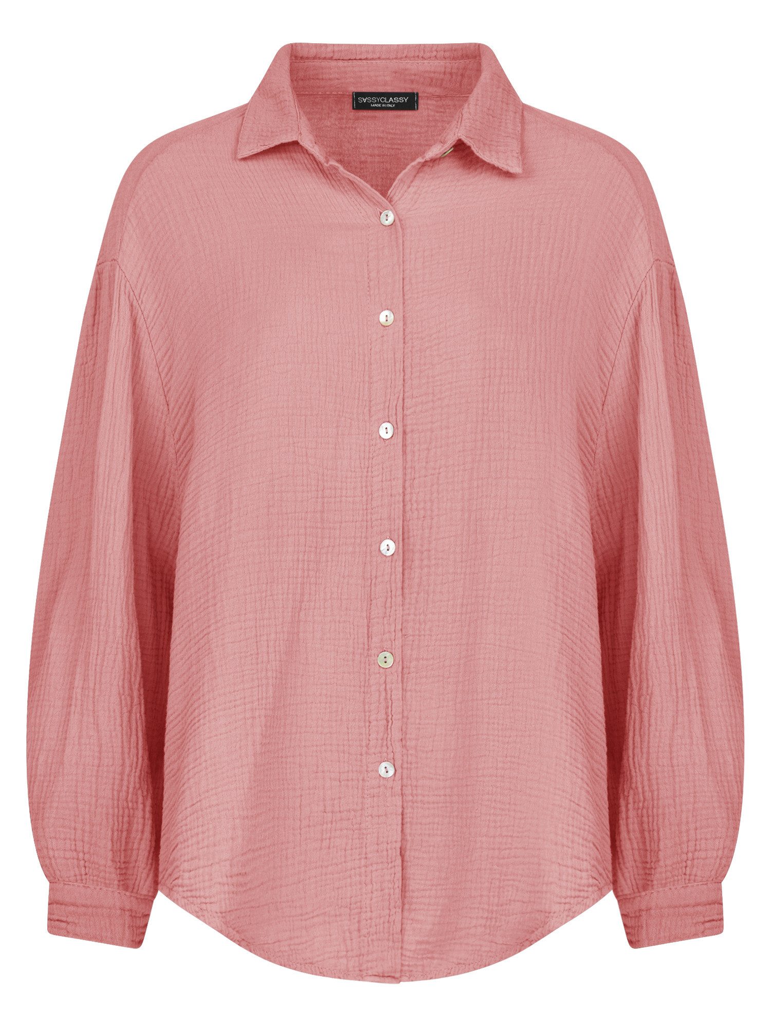 SASSYCLASSY Longbluse Oversize Musselin Bluse Damen günstig online kaufen