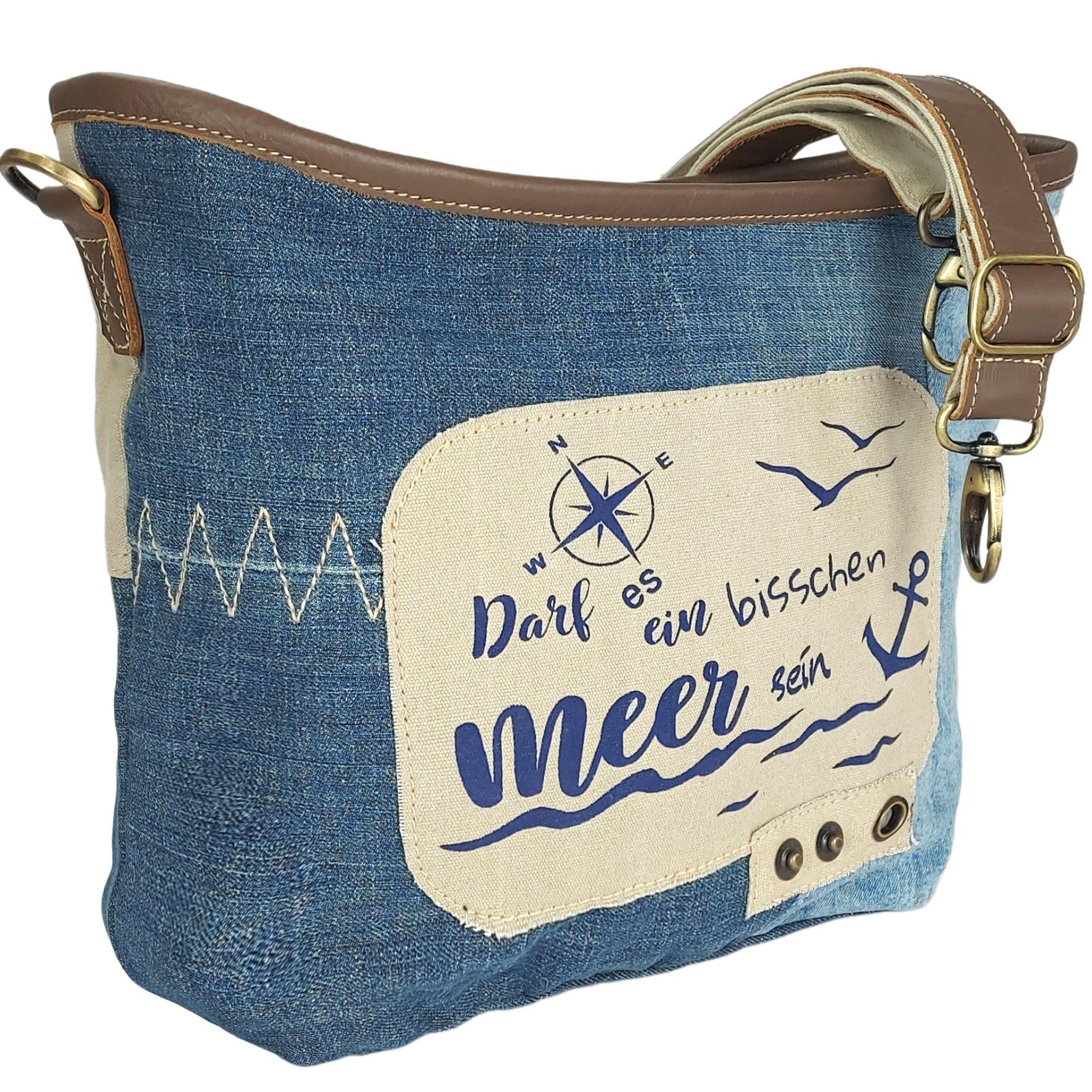 Sunsa Umhängetasche Damen nachhaltige Umhängetasche Jeans Crossbody Bag Maritim Stil, Maritim Vintage
