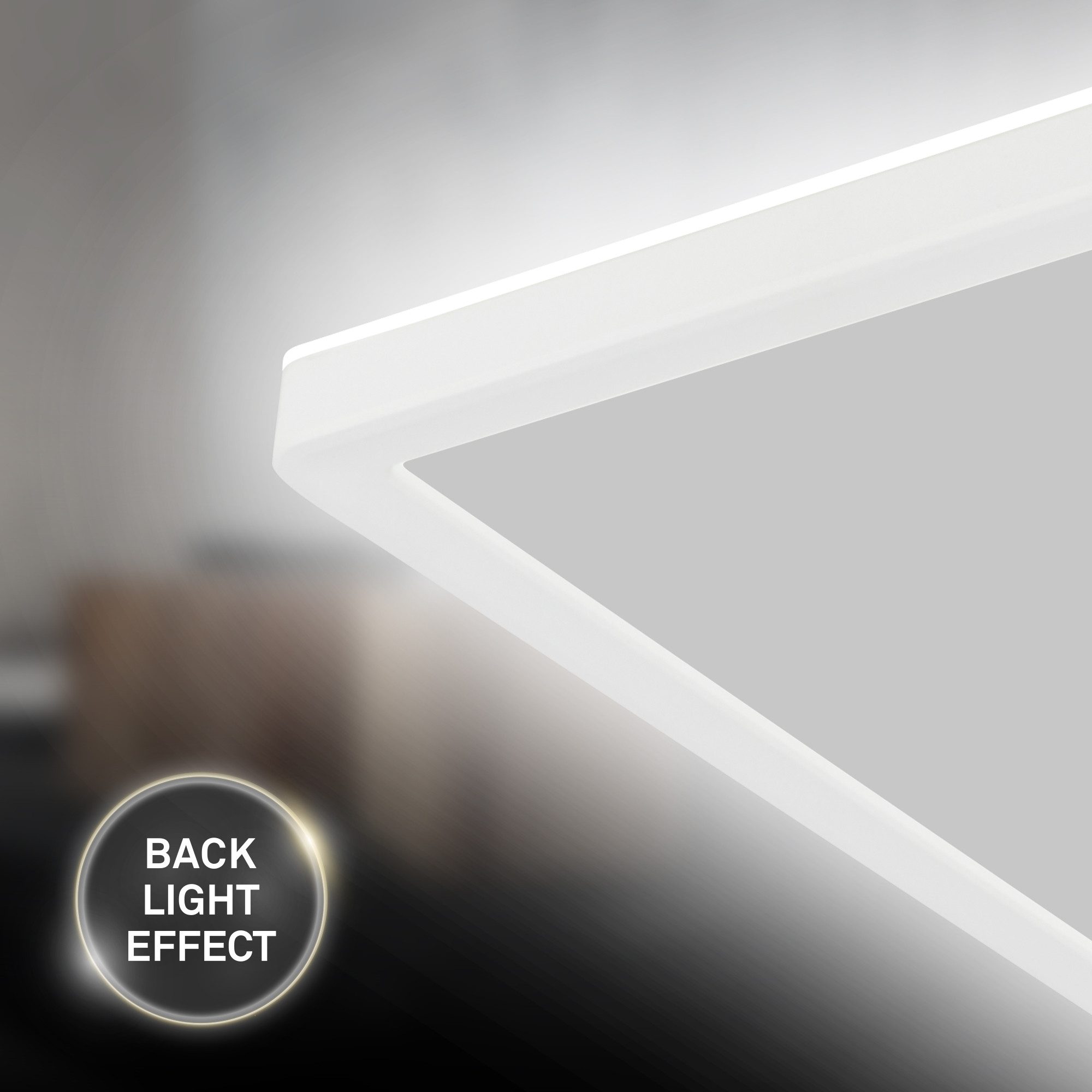 Briloner Leuchten LED Deckenleuchte Deckenlampe Panel Backlight-Effekt SLIM Ultraflach EEK, Standard, LED fest integriert, LED wechselbar, 4000K, Verschiedene Ausführungen, Schwarz/Weiß Wohnzimmer Schlafzimmer Küche