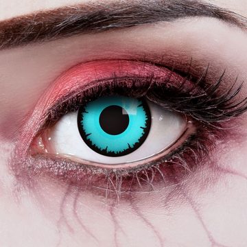 aricona Farblinsen Blaue Farbige Kontaktlinsen Halloween Farbig Weiche Jahreslinsen Zombie, ohne Stärke, 2 Stück