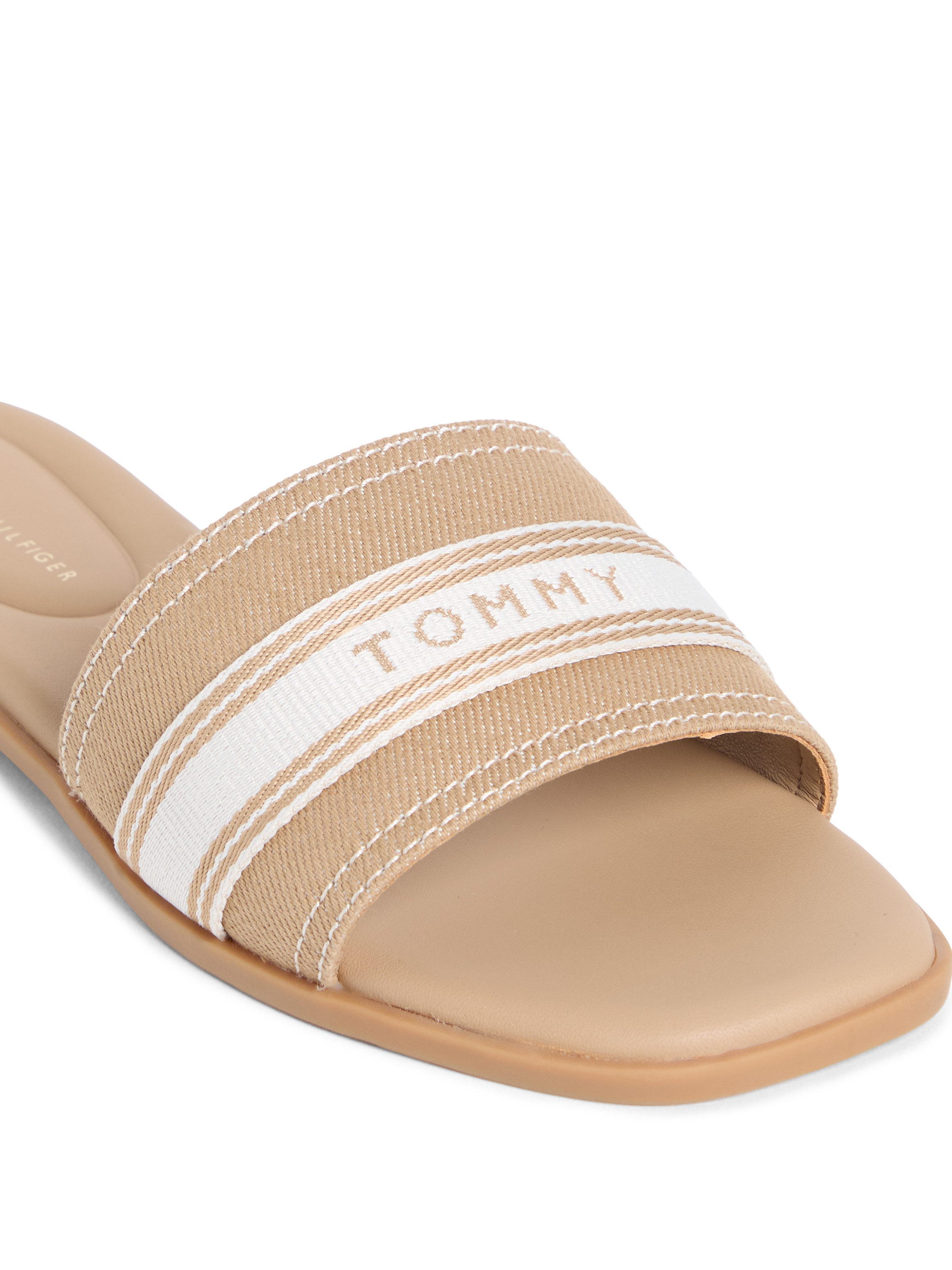 Tommy Hilfiger FLAT MULE WEBBING Pantolette Sommerschuh, Flats mit modischem Kontrastbesatz