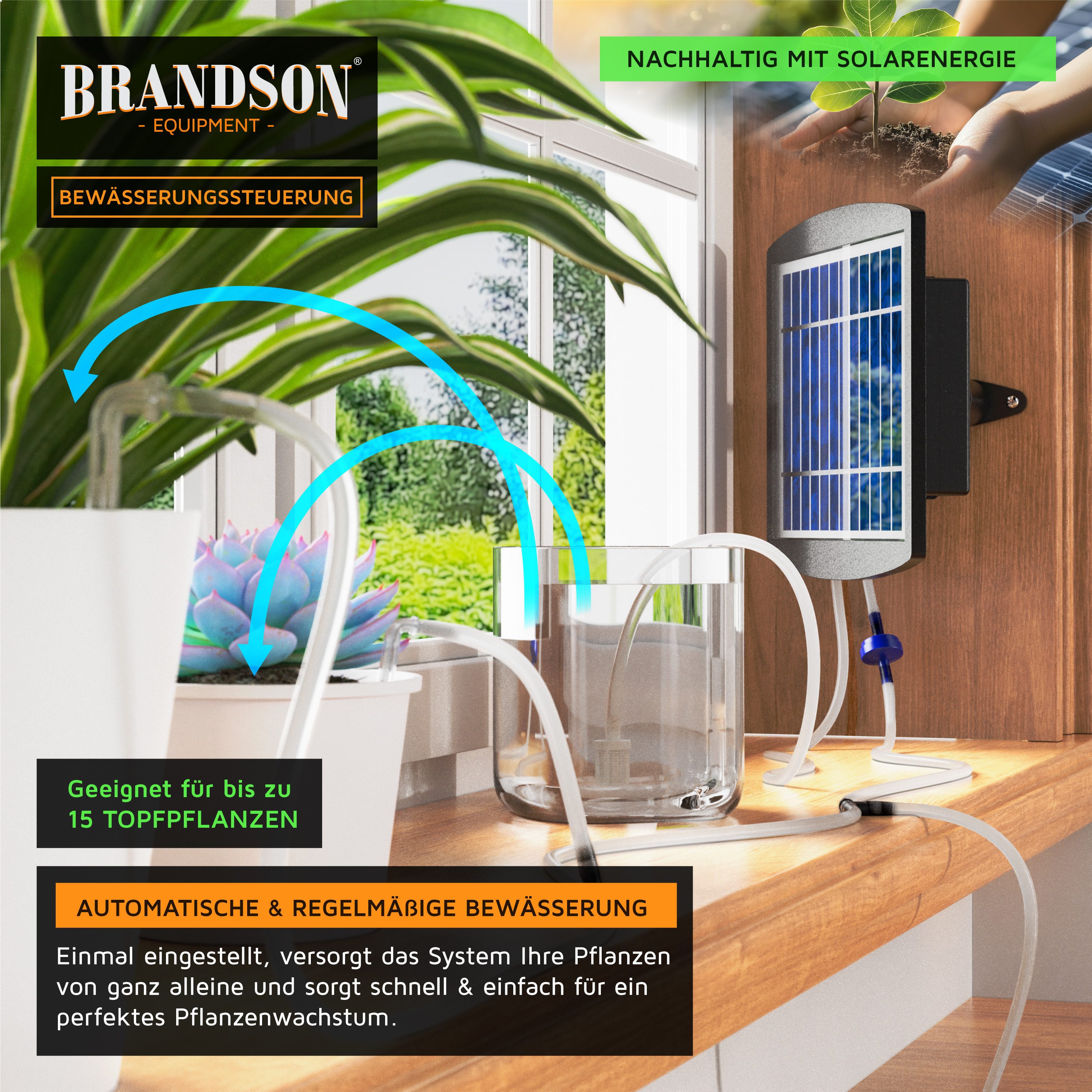 Brandson Irrigation Control System for Indoor Plants, Adjustable Water Volume (35-piece set), Rain Delay