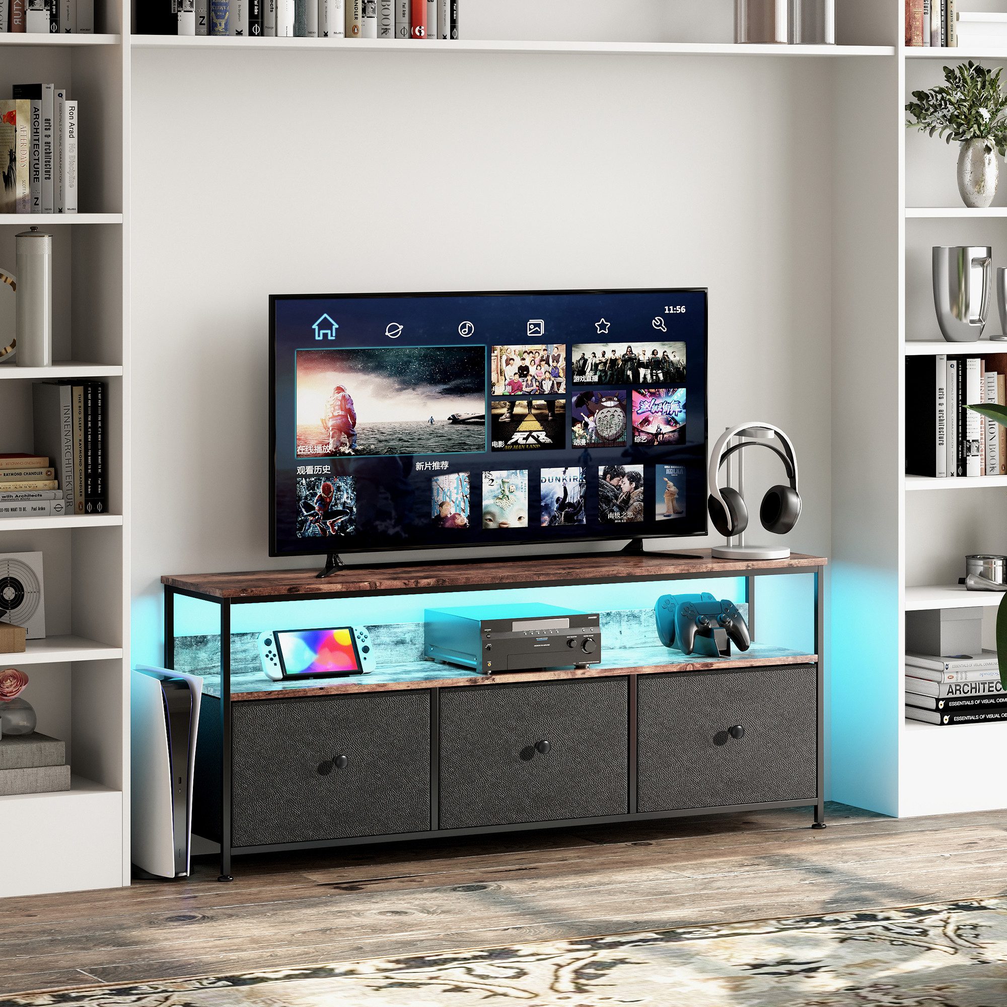 FUROKOY Lowboard TV-Schrank mit LED-Beleuchtung (Fernsehschrank günstig online kaufen