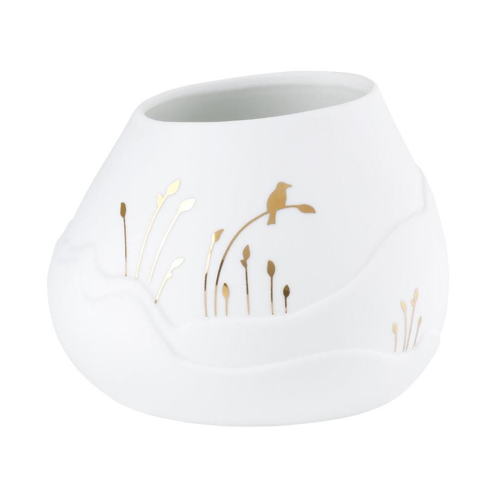 Räder Kerzenhalter Design Teelichthalter Lichtlandschaft Vogel Weiß-Gold (8cm)