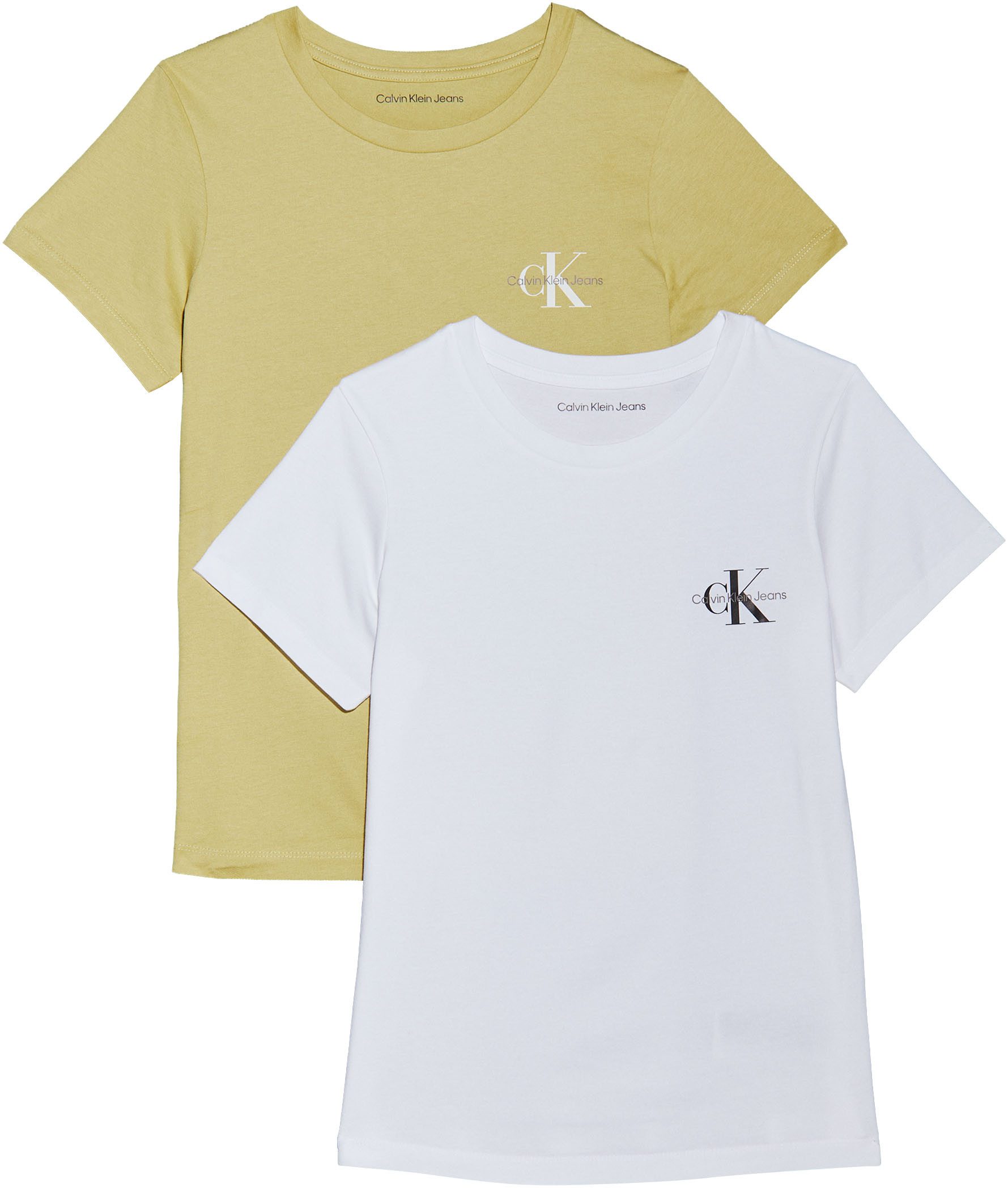 Calvin Klein Jeans Rundhalsshirt 2-PACK MONOLOGO SLIM TEE (Packung, 2-tlg., 2er-Pack) mit Calvin Klein Jeans Logoprint auf der Brust