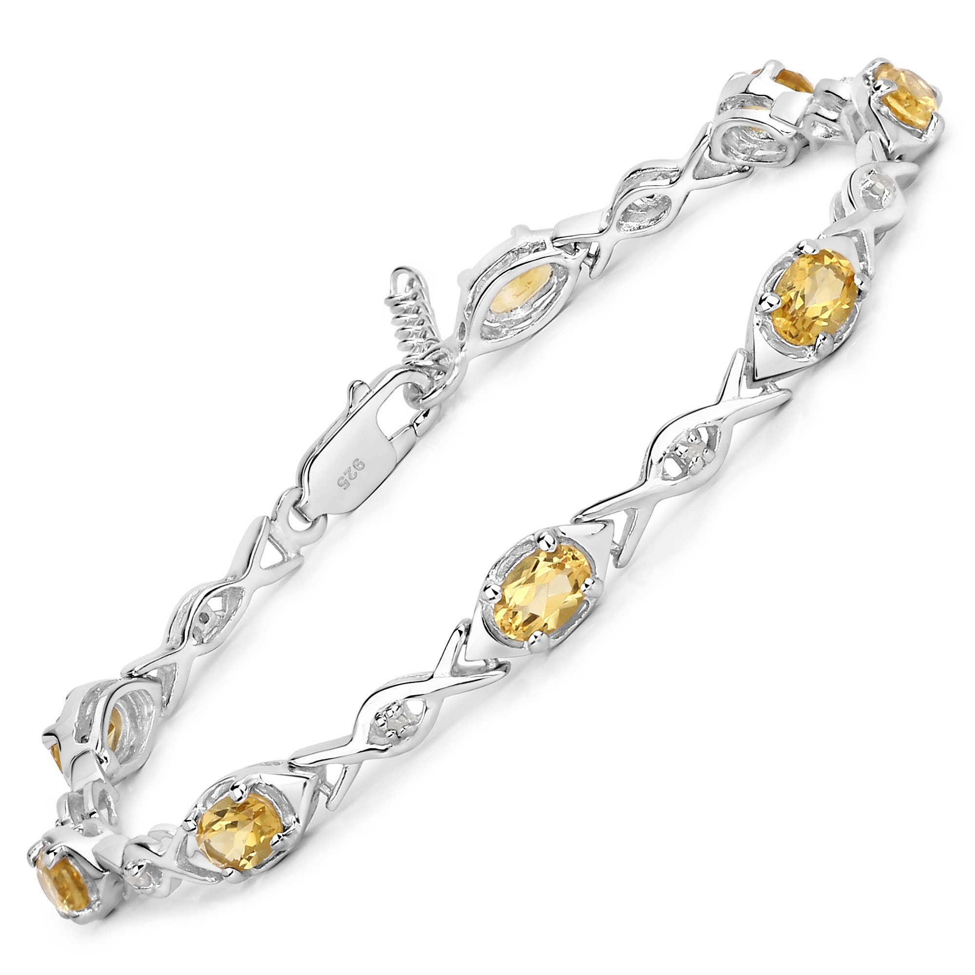 Vira Jewels Armband 925-Sterling Silber rhodiniert Glänzend Citrin orange