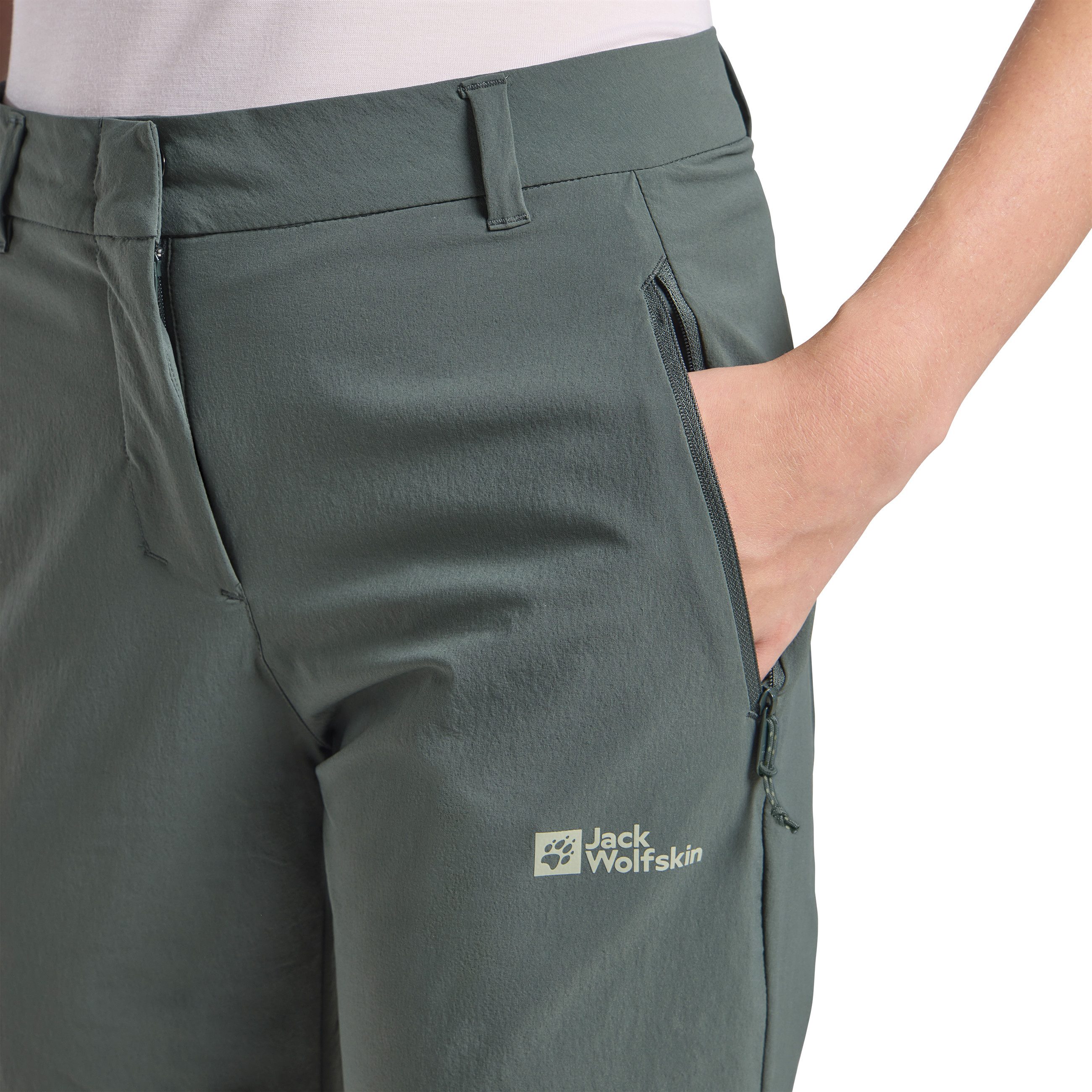 Jack Wolfskin 3/4-Hose HIKEOUT mit 2 Hüfttaschen, atmungsaktiv, schnell trocknend, wasserabweisend