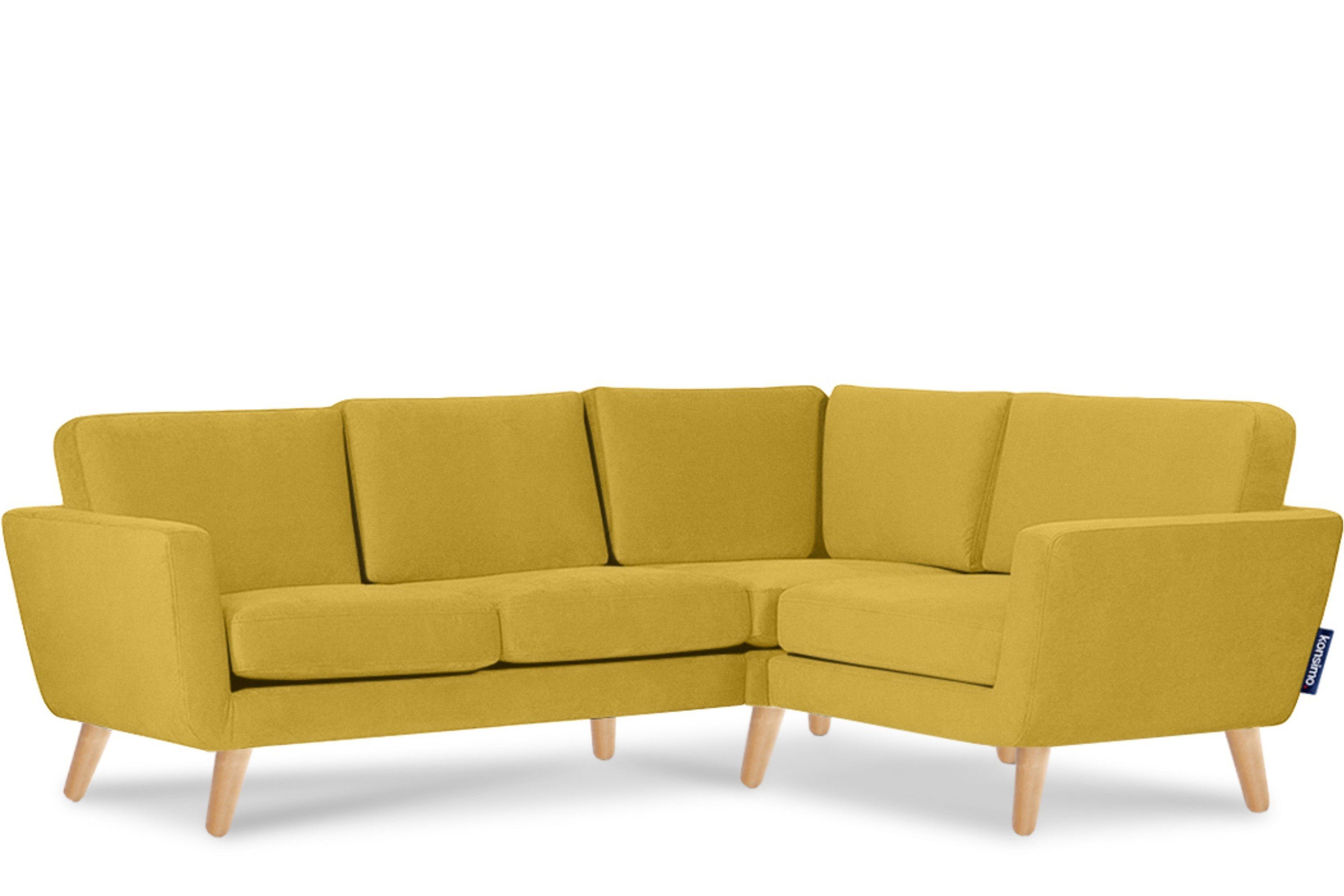 Konsimo Ecksofa TAGIO Ecksofa rechts, Scandi-Stil, mit Armlehnen, Made in Europe, Gestell aus Massivholz gelb | gelb