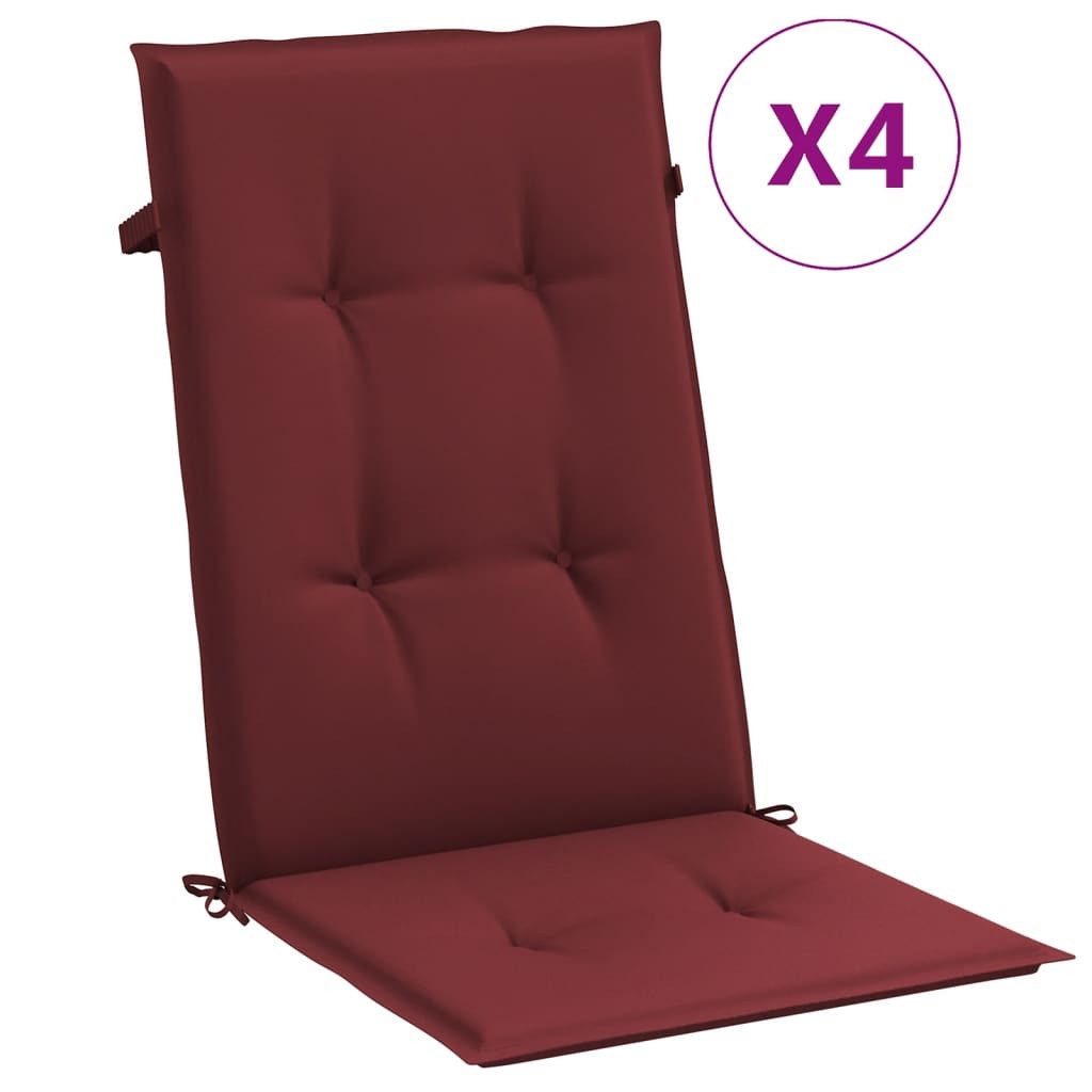 vidaXL Sitzauflage Hochlehner-Auflagen 4 Stk. Melange Weinrot 120x50x4 cm Stoff, (4 St)