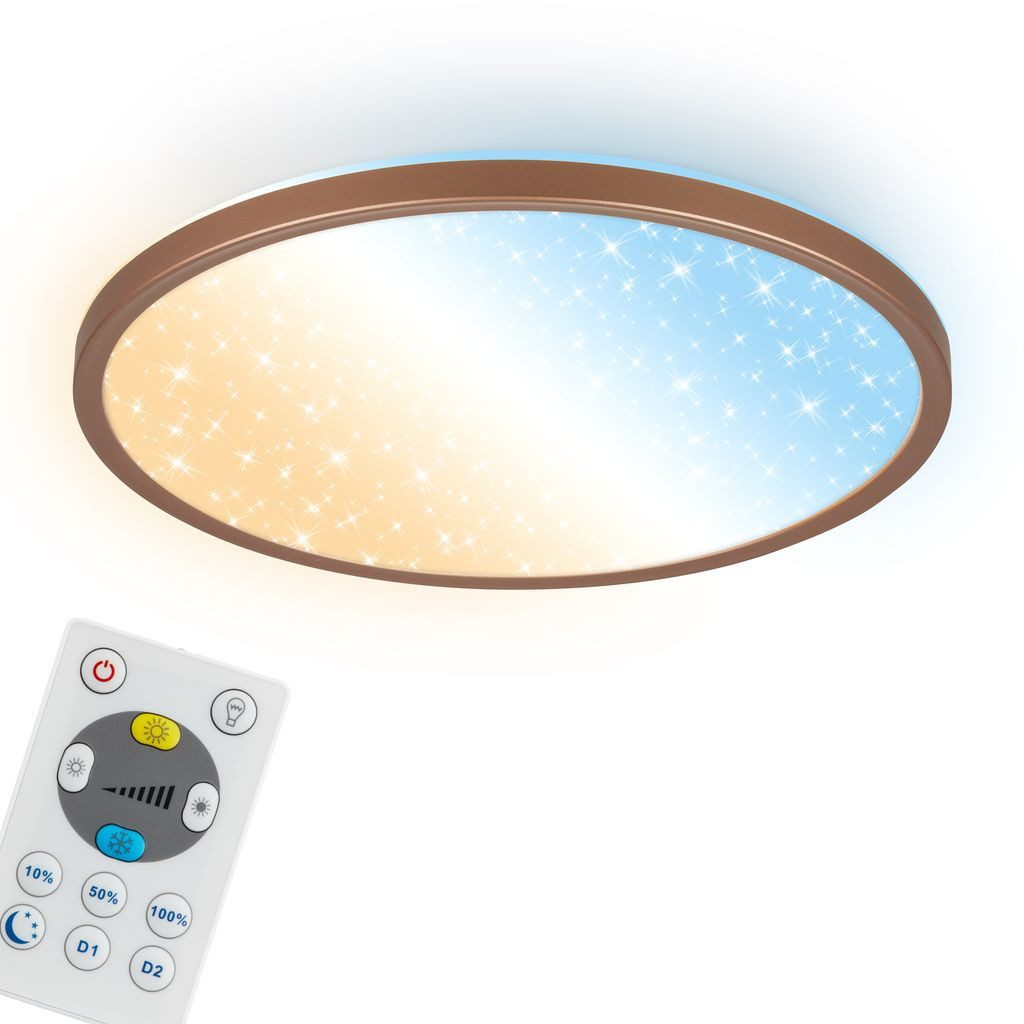 Briloner Leuchten LED Deckenleuchte LED Deckenlampe Dimmbar Fernbedienung CCT Sternenhimmel, LED fest integriert, 6500K - Kaltweiß, 4000K - Neutralweiß, 3000K - Warmweiß, CCT Farbtemperatursteuerung - Warmweiß / Neutralweiß / Kaltweiß, 5500-6500K - Tageslichtweiß, 29,3x4 cm, Wohnzimmer, Schlafzimmer, Flur, Büro