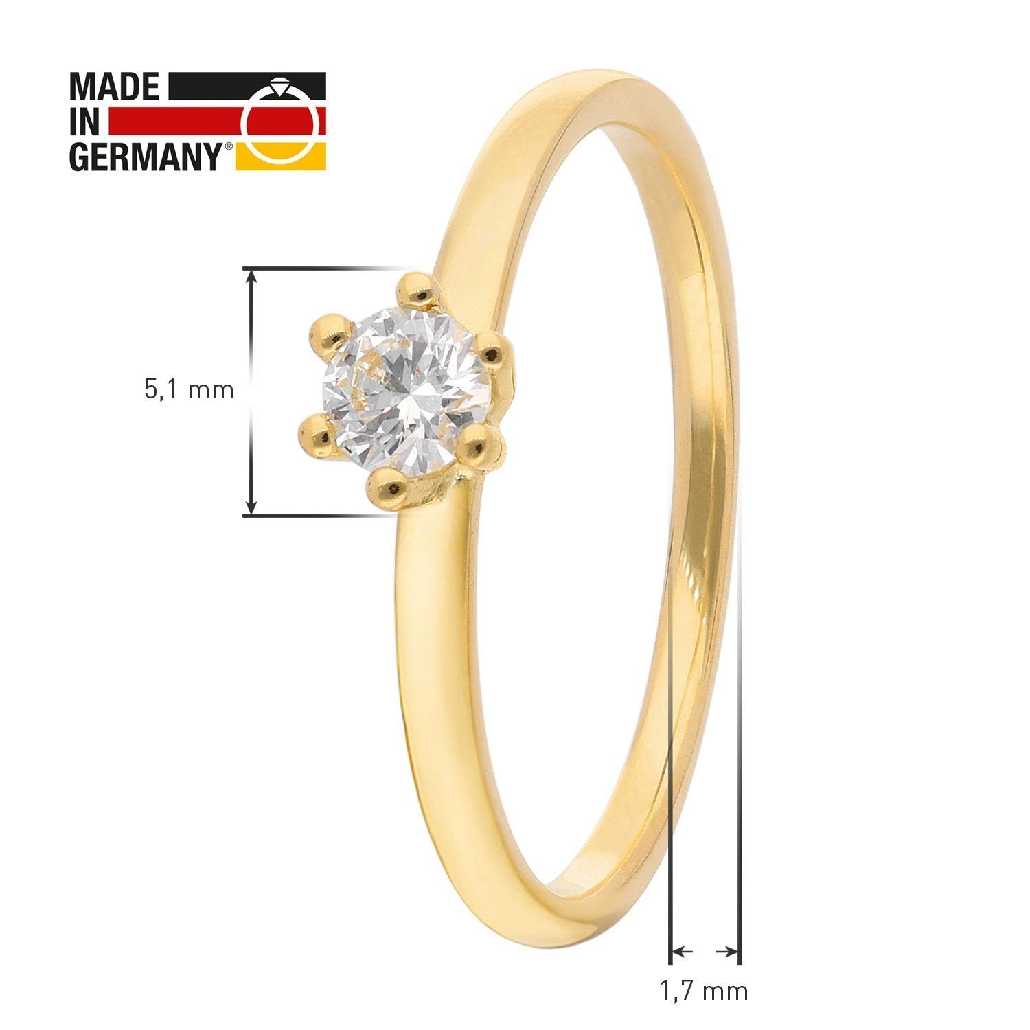 0,21 trendor Frauen Brillant für ct Gold Solitärring 585/14K Diamantring